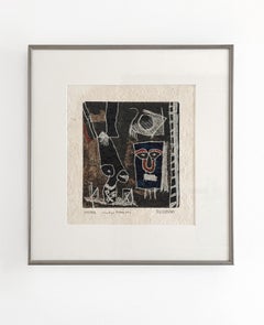 "Máscara". Hand-colored Symbolist Monotype. Mixed media on handmade paper.