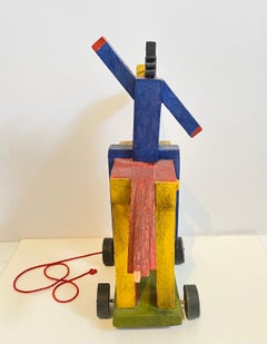 Blas Castagna Hand Painted Wooden Constructivist Sculpture Toy Horse Carved Wood