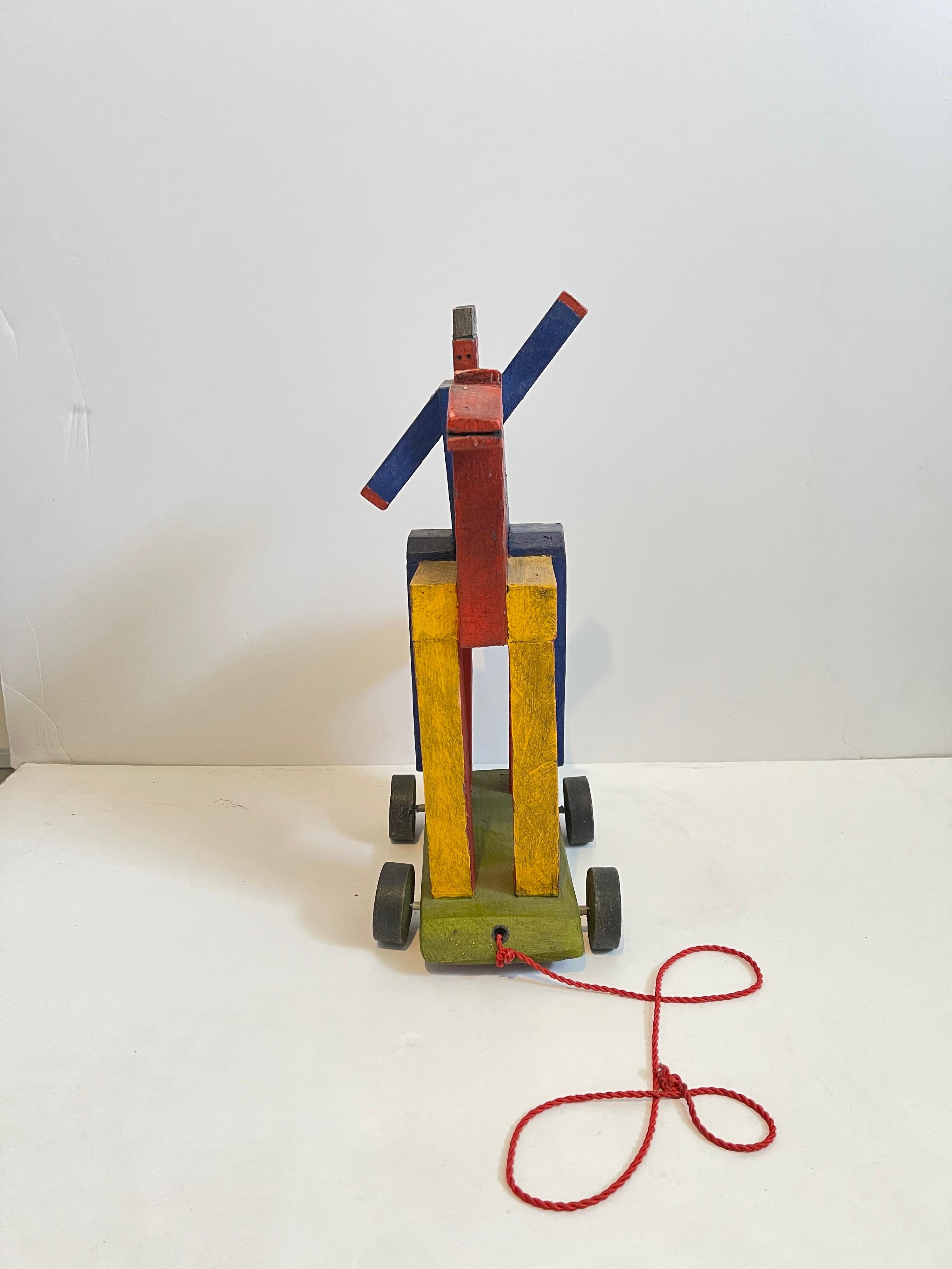 Blas Castagna sculpture constructiviste en bois peinte à la main Joueur cheval sculpté en vente 5