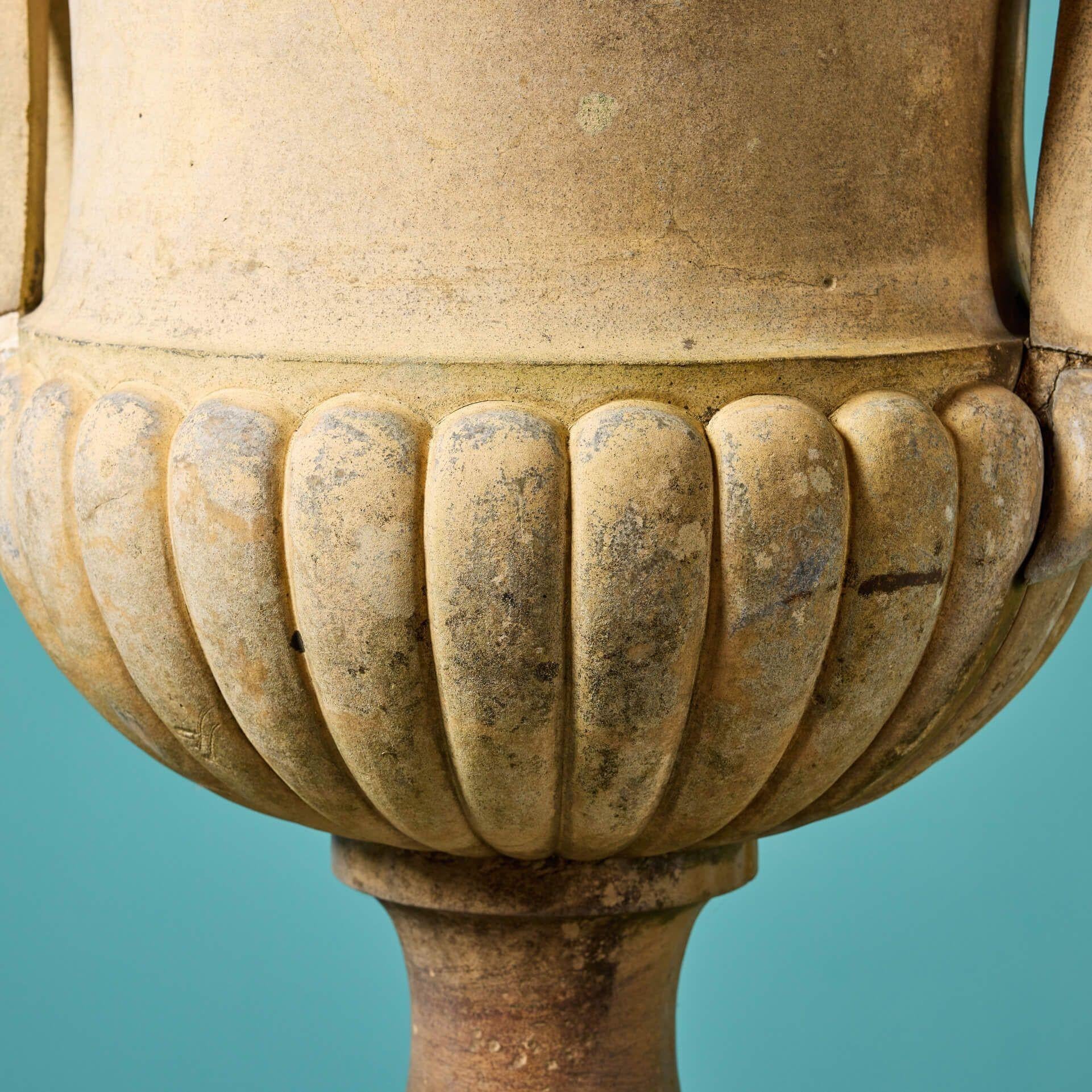 Blashfield Large Antique Buff Terracotta Centrepiece Garden Urn For Sale 2