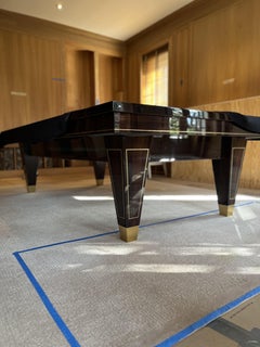 Blatt Billiards Table de billard sur mesure en ébène de Macassar, laiton et cuir noir