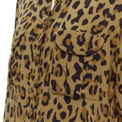 BLAZE MILANO 100% Seide braun Leopard drucken wickeln Knopf lässig Hemd Sz.1 S