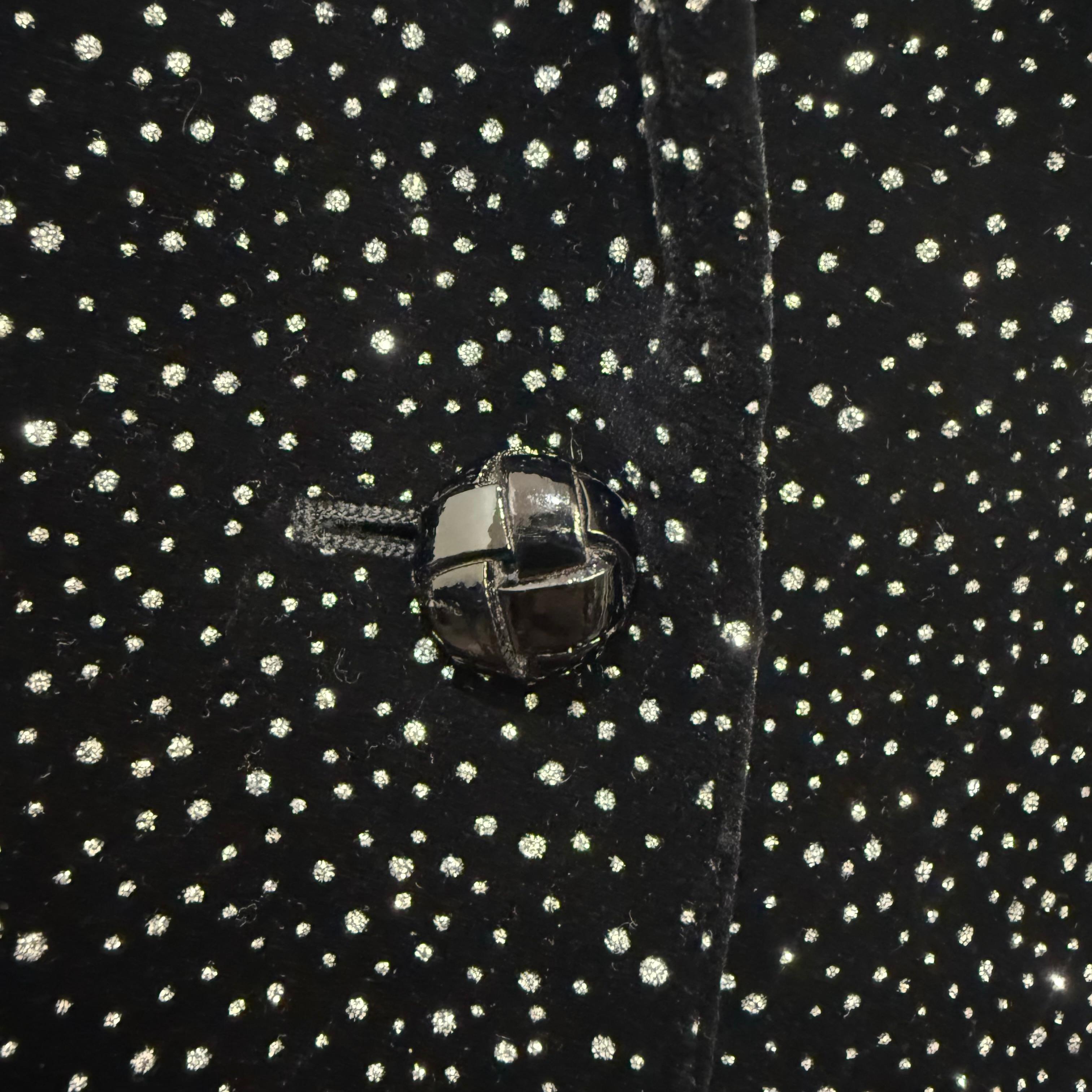 Blazé Milano Schwarzer Samt Kristalle Smoking Jacke Größe M im Angebot 1