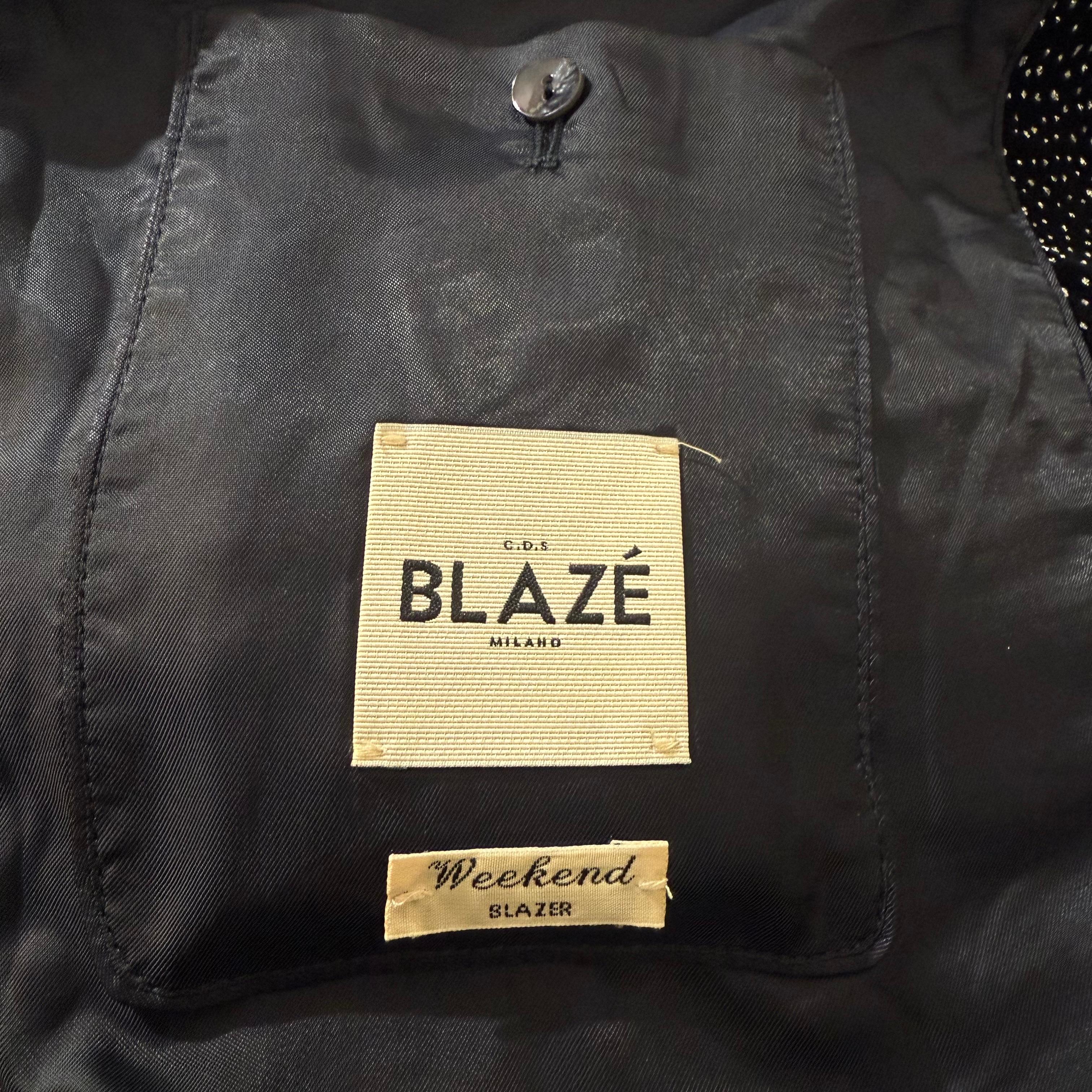 Blazé Milano Schwarzer Samt Kristalle Smoking Jacke Größe M im Angebot 4