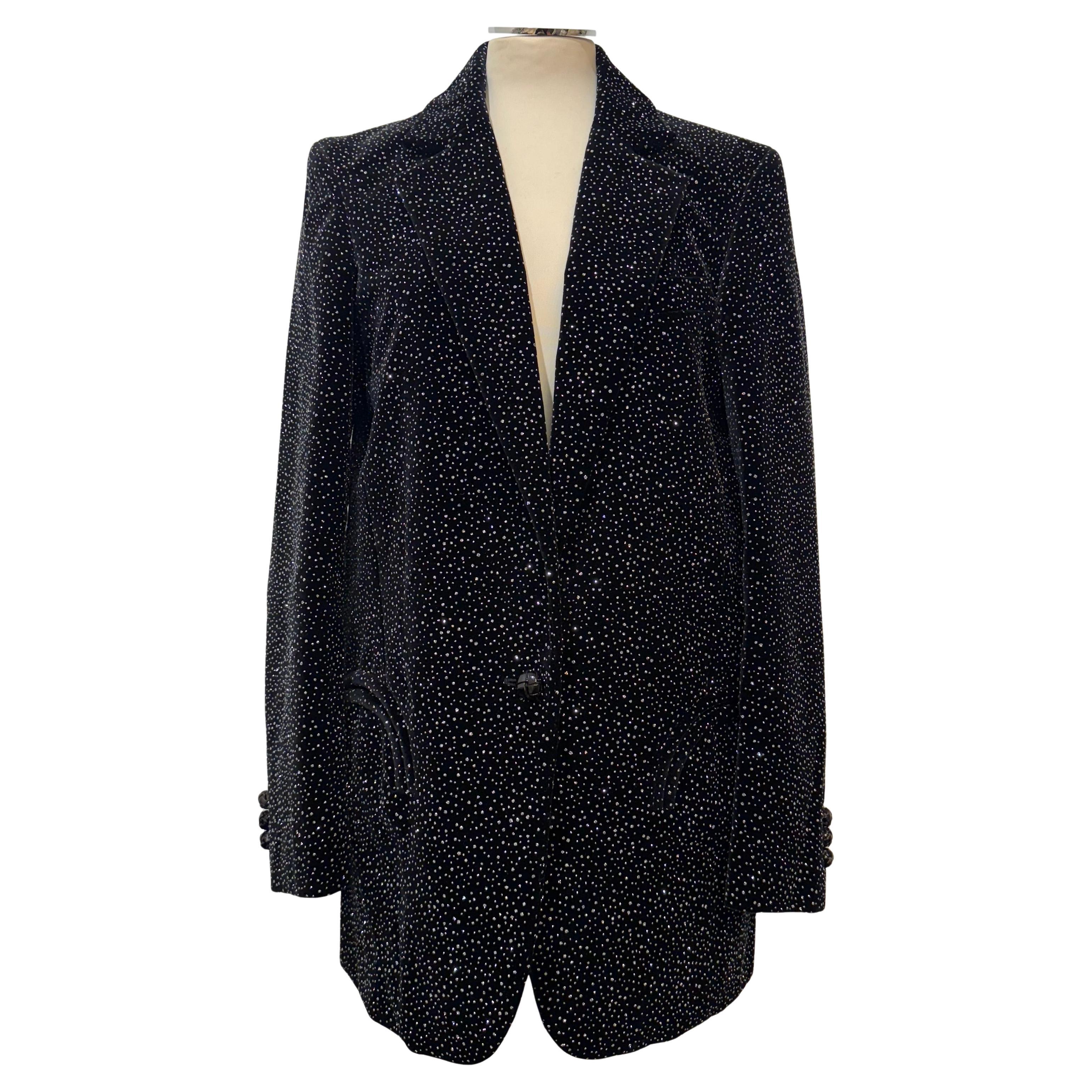 Blazé Milano Giacca da Smoking in velluto nero con cristalli taglia M.