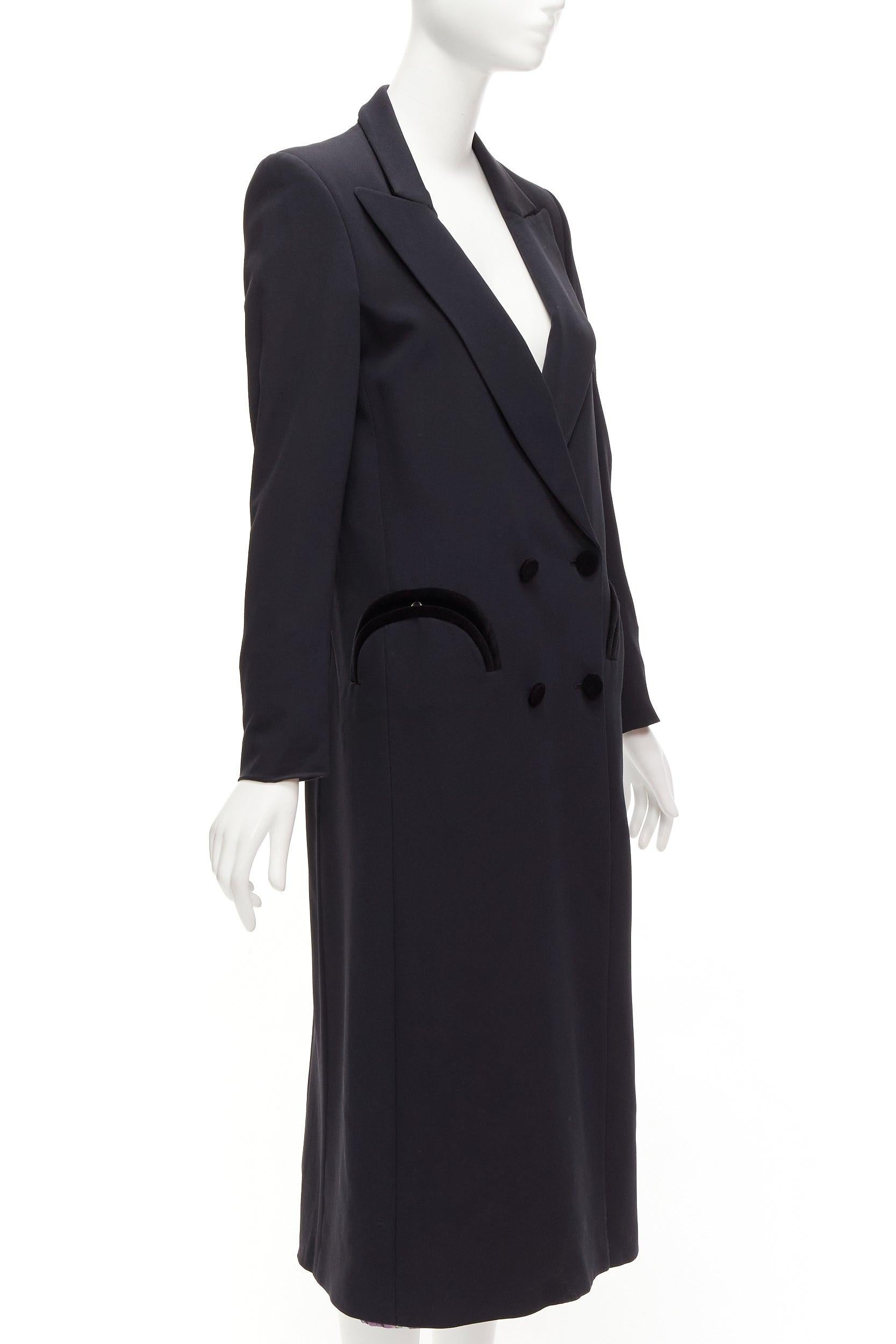 Women's BLAZE MILANO Blazer Dress black curved pockets double breasted coat Sz.1 XS For Sale