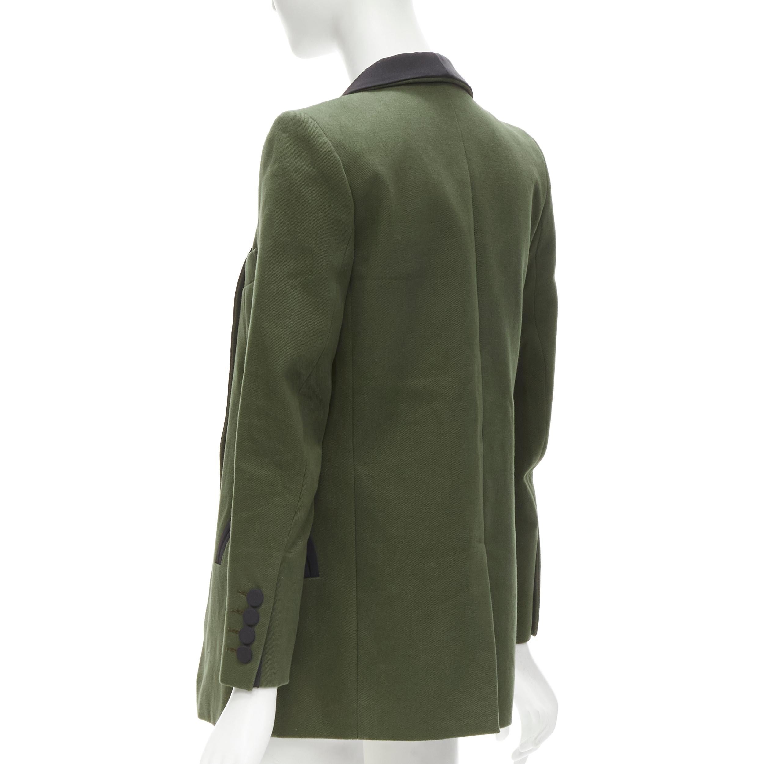 Beige BLAZE MILANO Midnight Smoking khaki green cotton curved pocket shawl blazer S For Sale