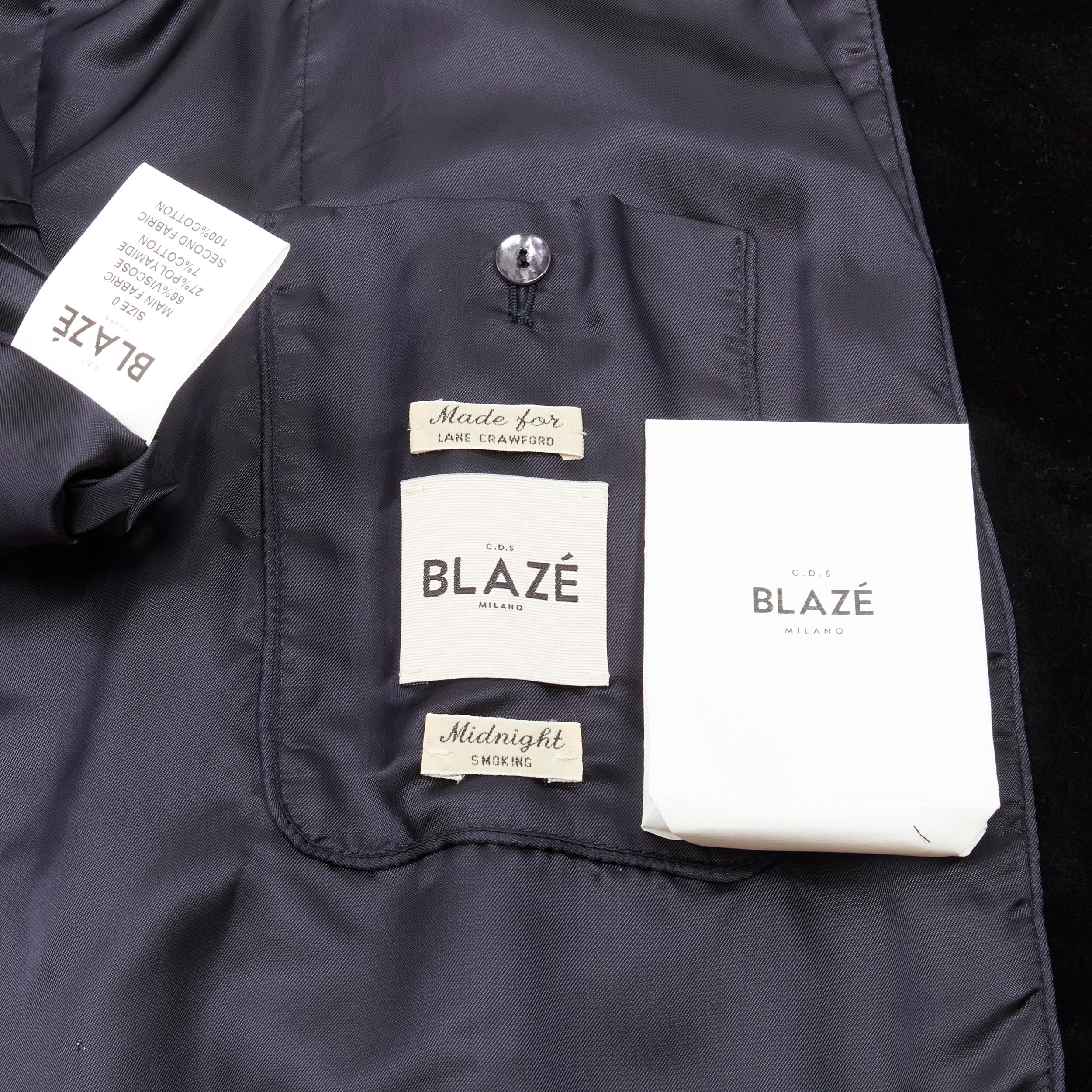 BLAZE MILANO Midnight Smoking metallic black lurex chenille velvet blazer US0 XS 4