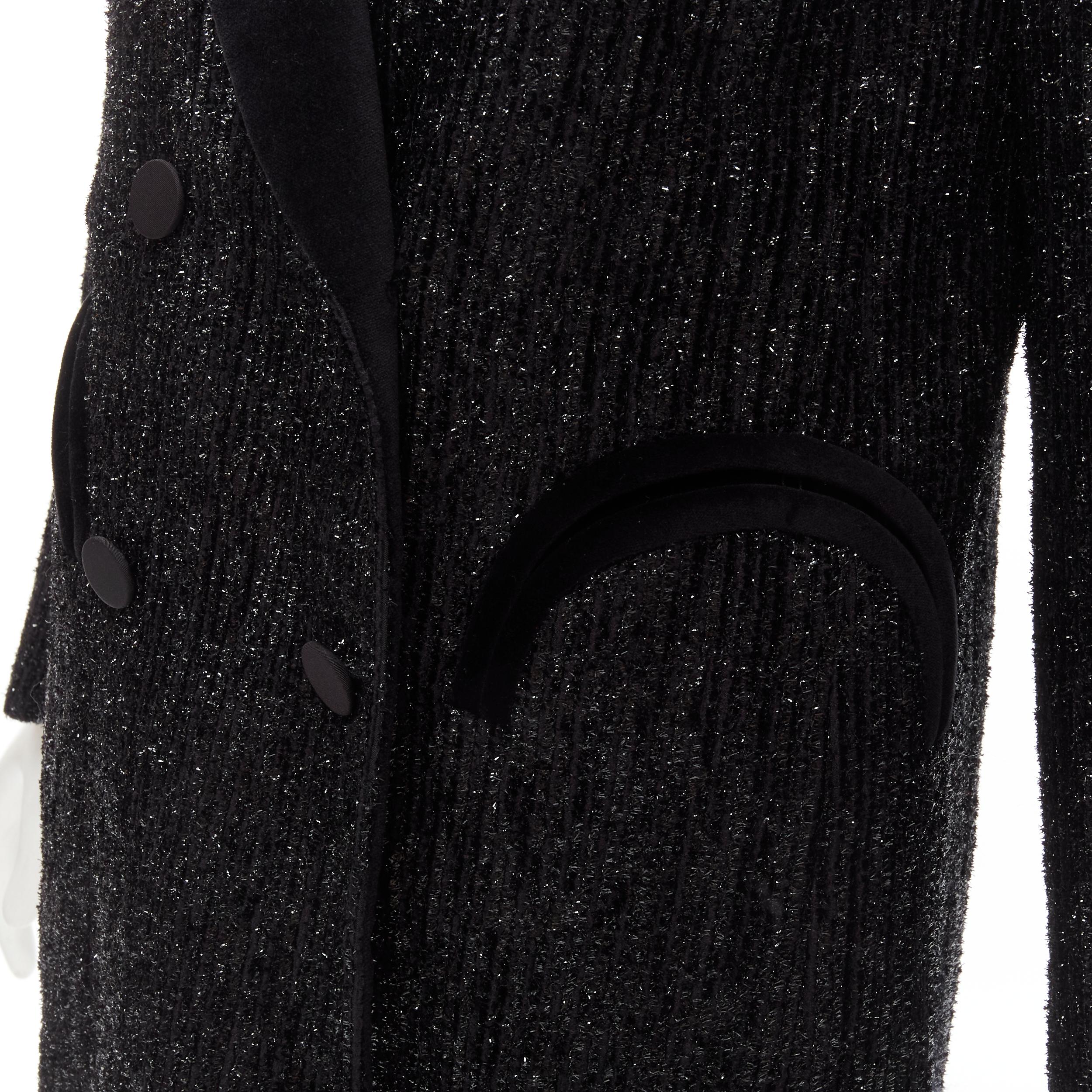 BLAZE MILANO Midnight Smoking metallic black lurex chenille velvet blazer US0 XS For Sale 2