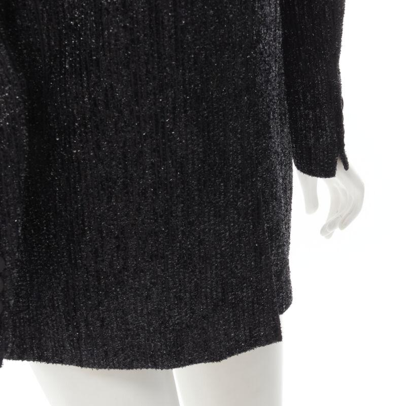 BLAZE MILANO Midnight Smoking metallic black lurex chenille velvet blazer US0 XS 4