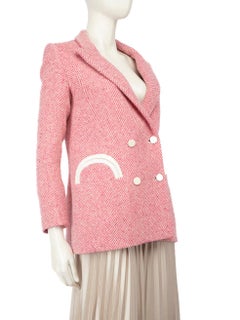 Blazé Milano Pink & White Wool Chevron Blazer Size S