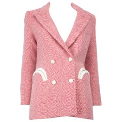 Blazé Milano Pink & White Wool Chevron Blazer Size S