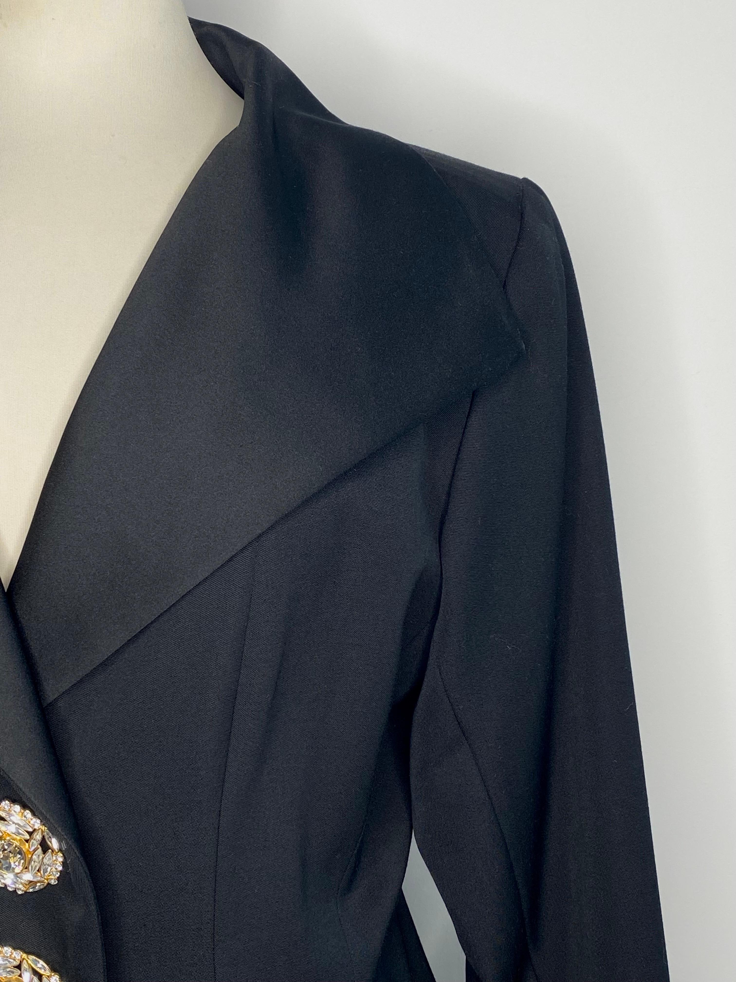 Black Blazer bijoux Yves saint Laurent Rive gauche 1990 For Sale