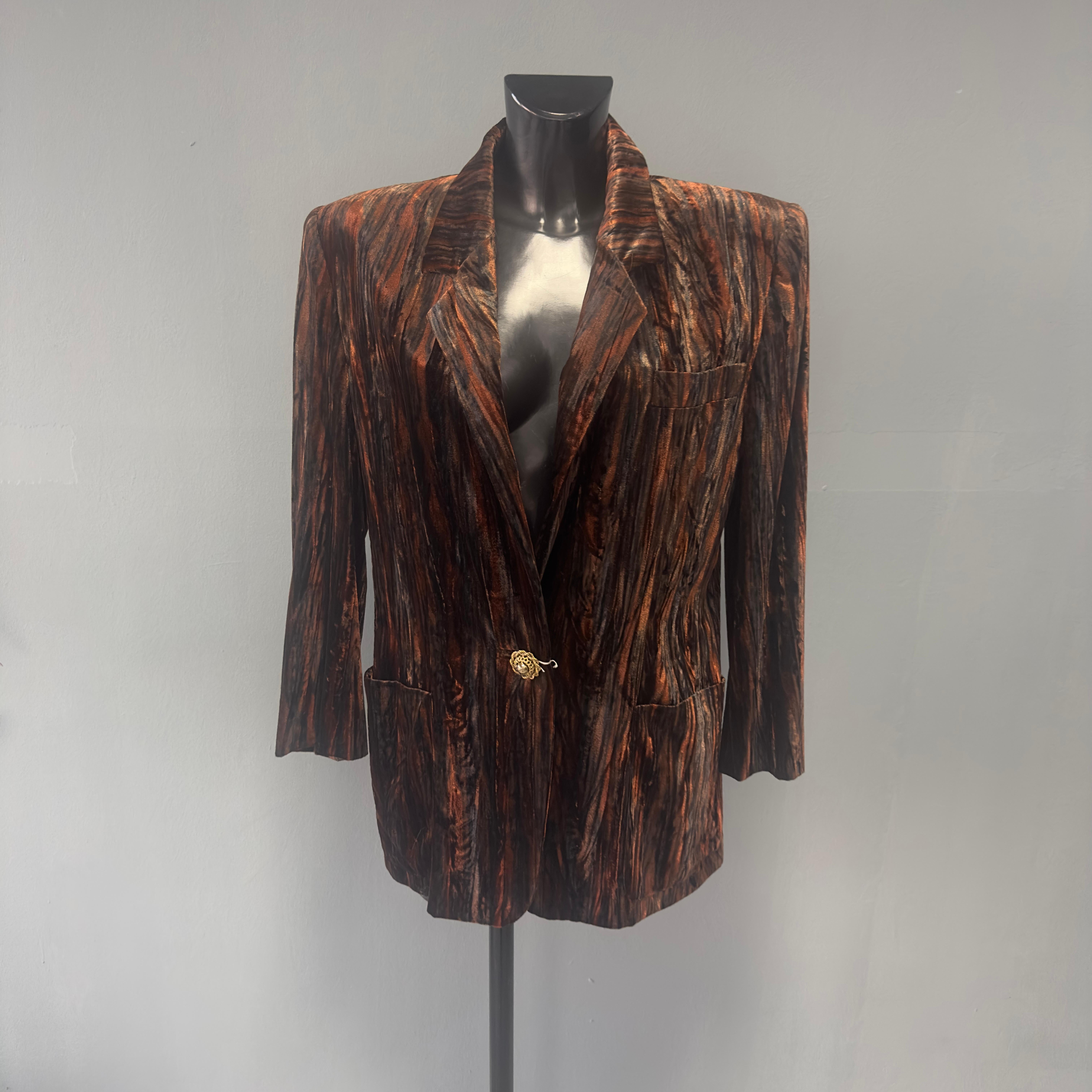 Blazer Genny in velluto stampato effetto marmorizzato, Italia fine anni 1990 in vendita