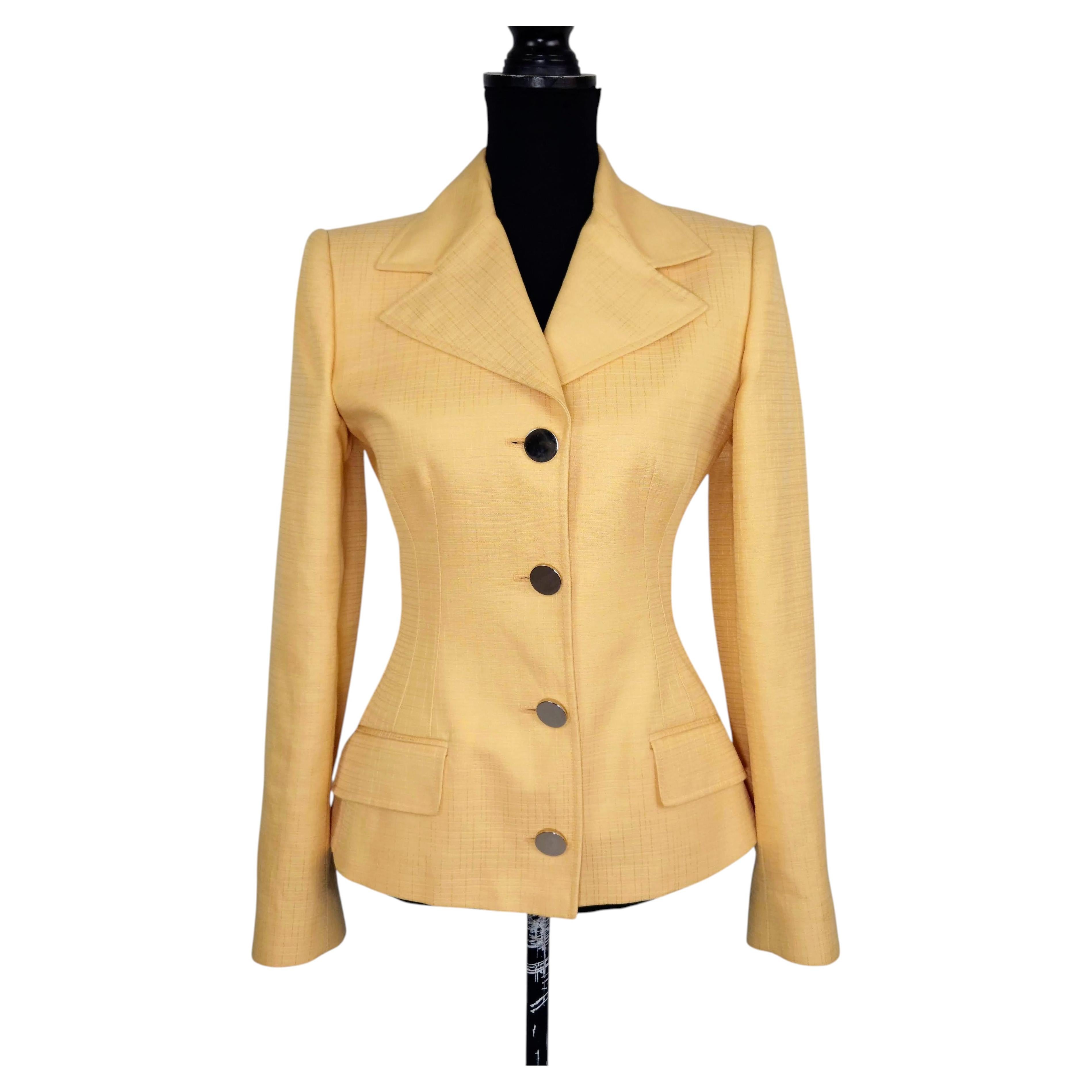 Dolce & Gabbana vintage 1990s yellow cotton and silk blazer