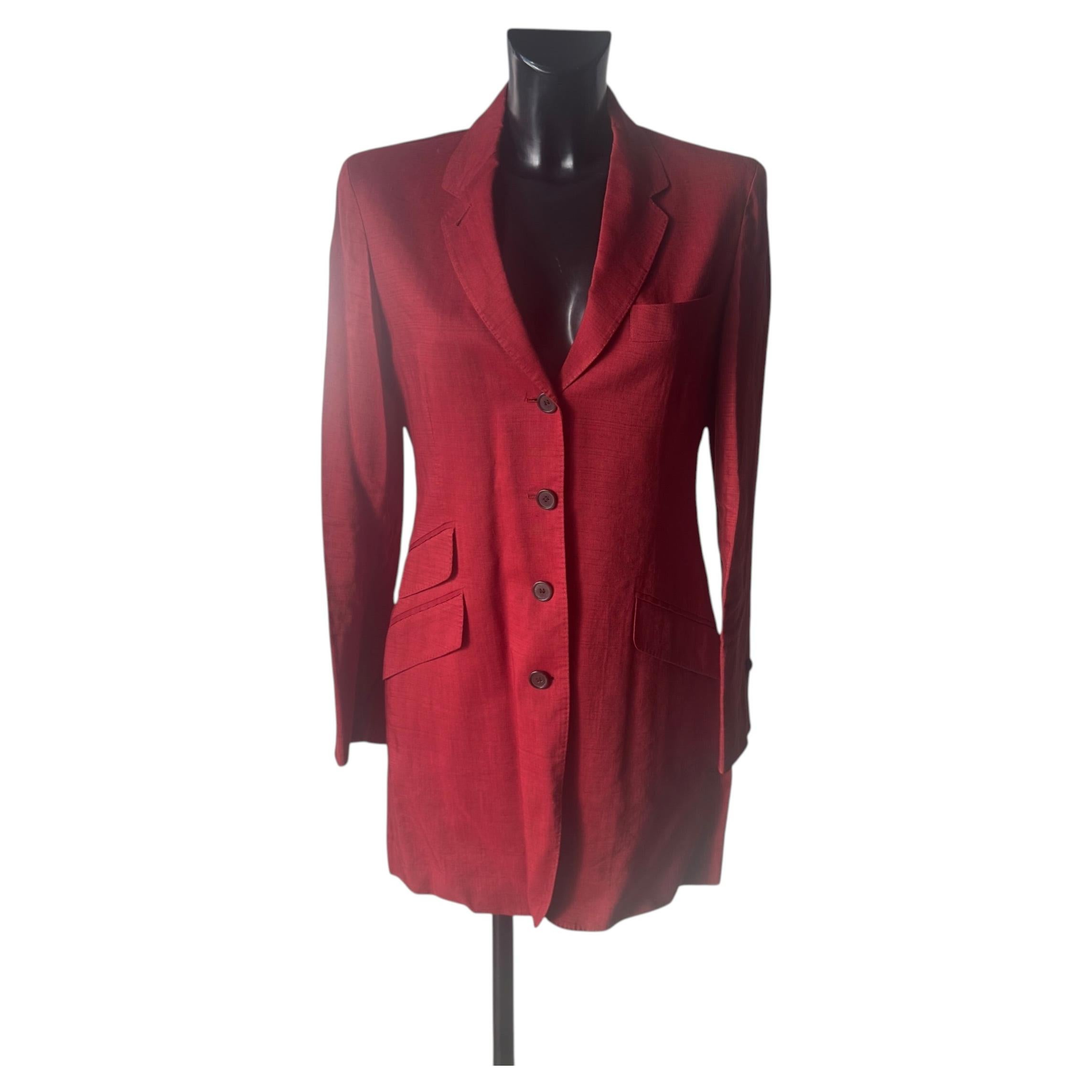 Paul Smith Women's Ruby Red Linen Blazer, Made in England