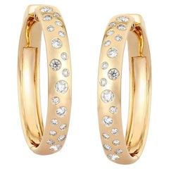 Blazing Glamour 14K Yellow Gold Hoops Diamond Earrings