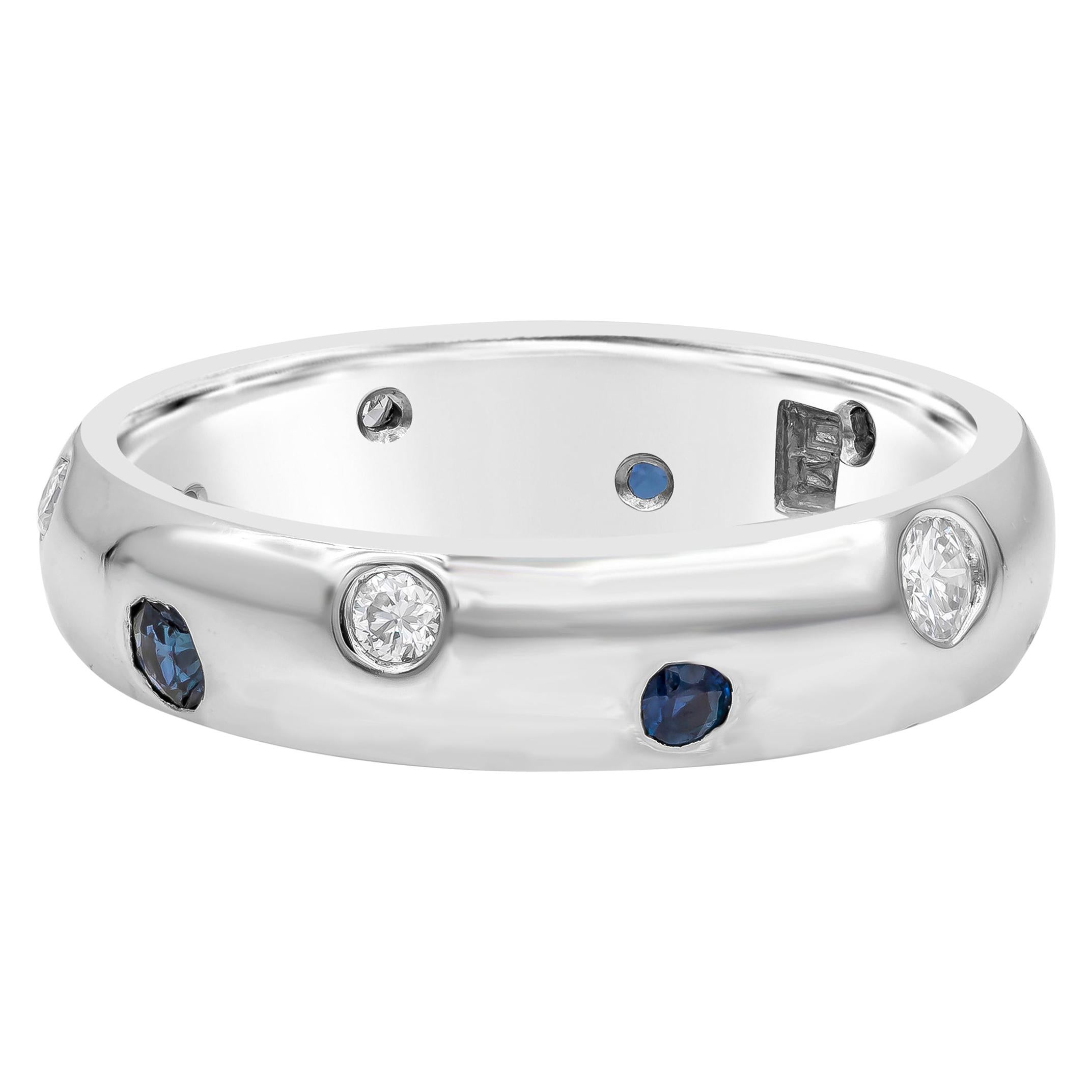 Blue Sapphire and Diamond Etoile Band Ring For Sale