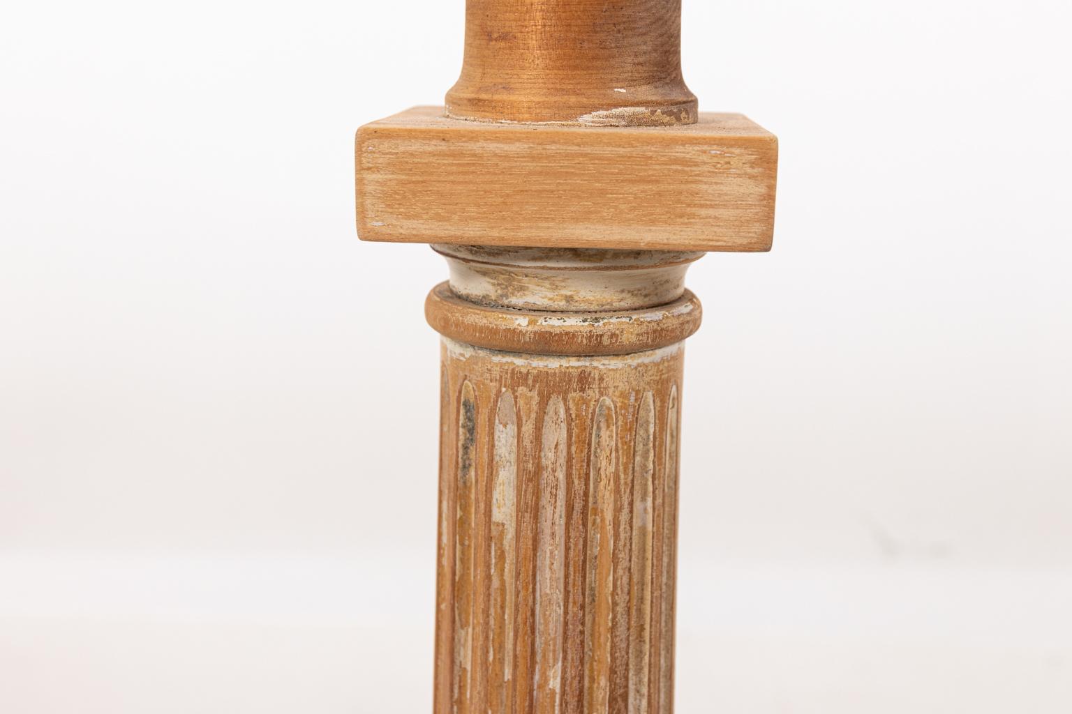 Bleached Bleach Wood Column Table Lamp