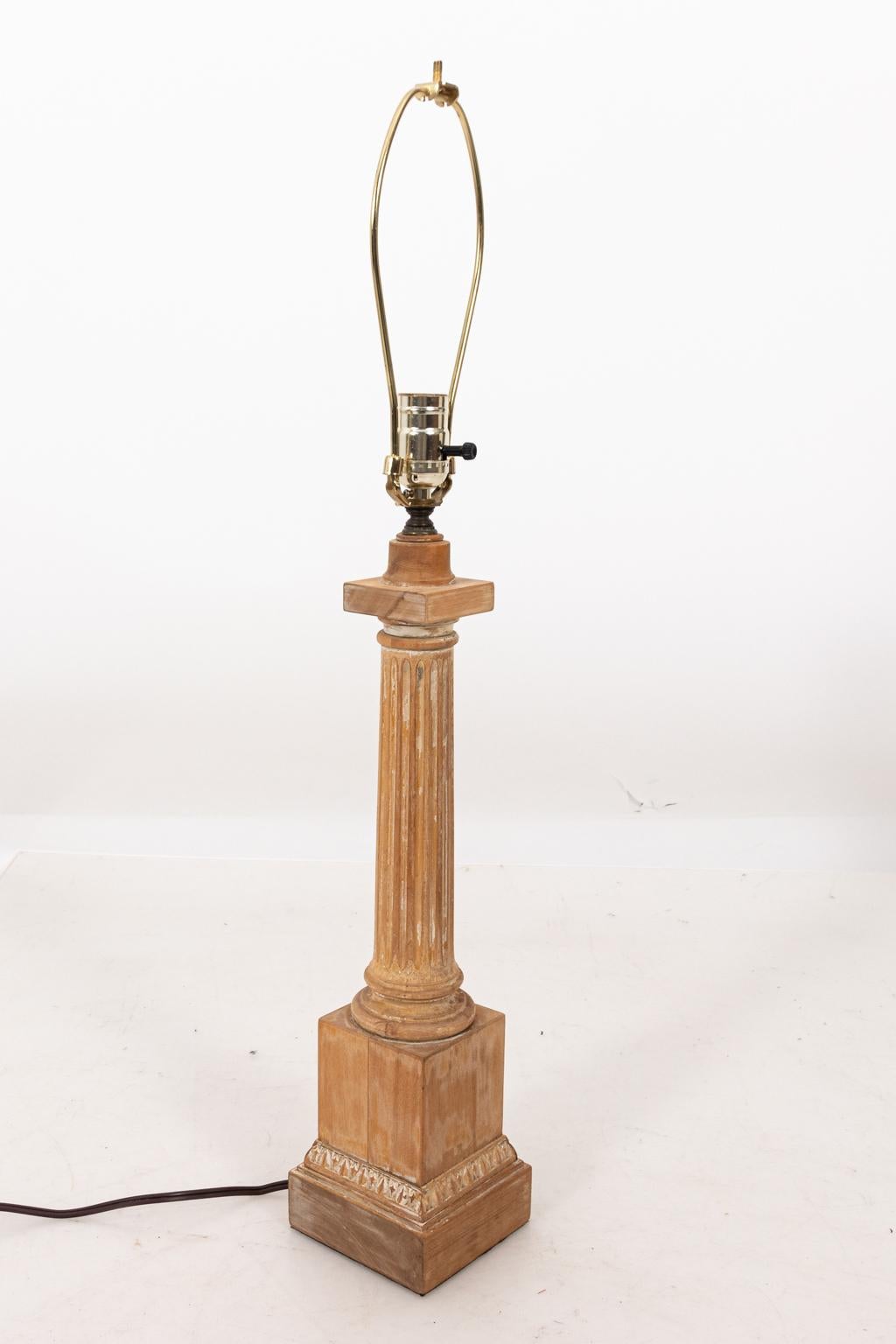 Bleach Wood Column Table Lamp 1