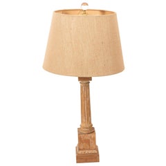 Bleach Wood Column Table Lamp