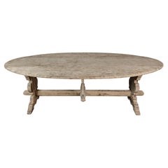 Bleached 19th Century French Oak Drop-Leaf Trestle Table