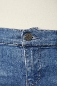 Bleached and top-stitched denim pant with mini-studs in the bottom John Galliano