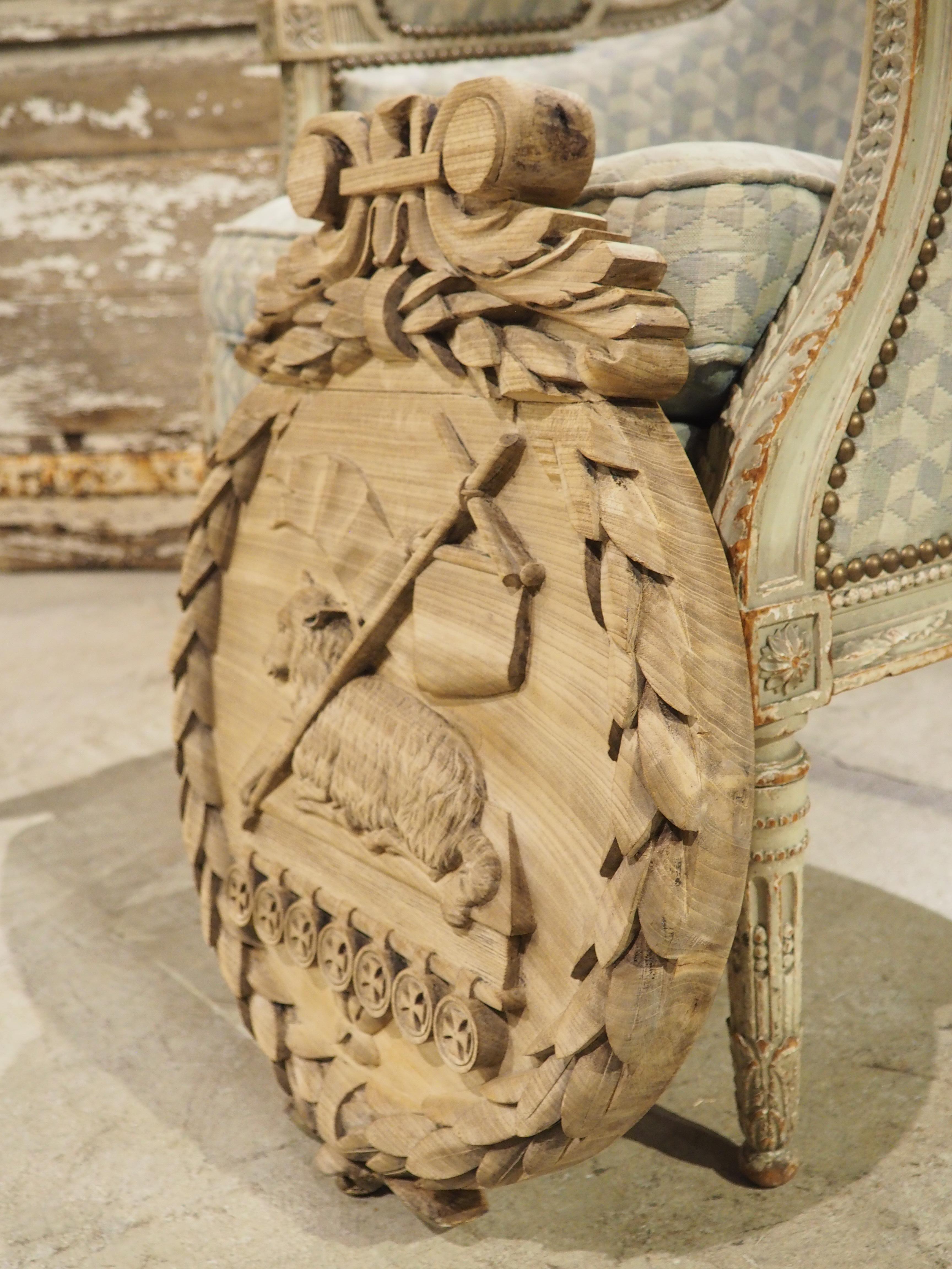 Bleached Antique Oak Carved Panel, The Paschal Lamb with Laurel Wreath, 19th C. For Sale 10
