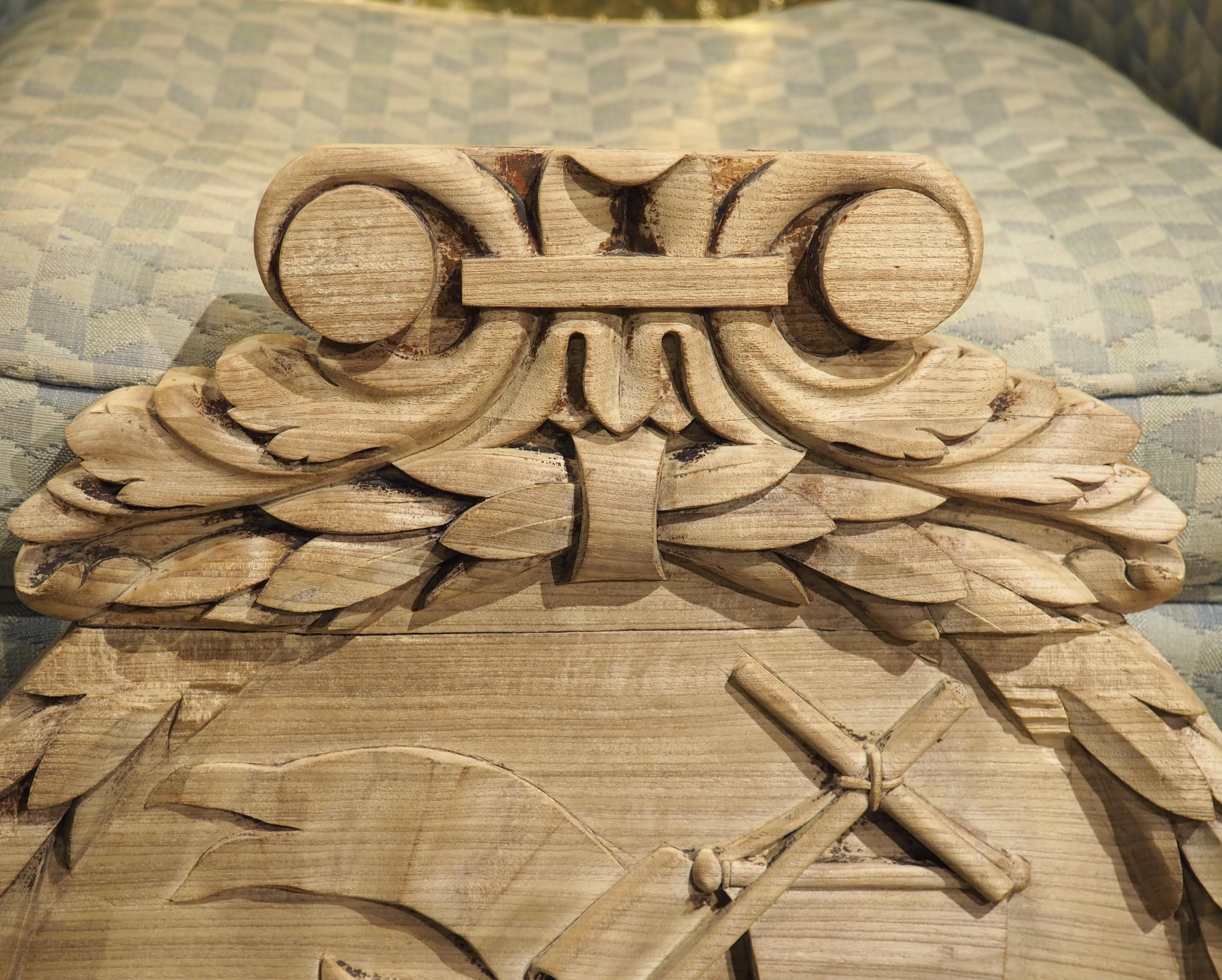 19th Century Bleached Antique Oak Carved Panel, The Paschal Lamb with Laurel Wreath, 19th C. For Sale