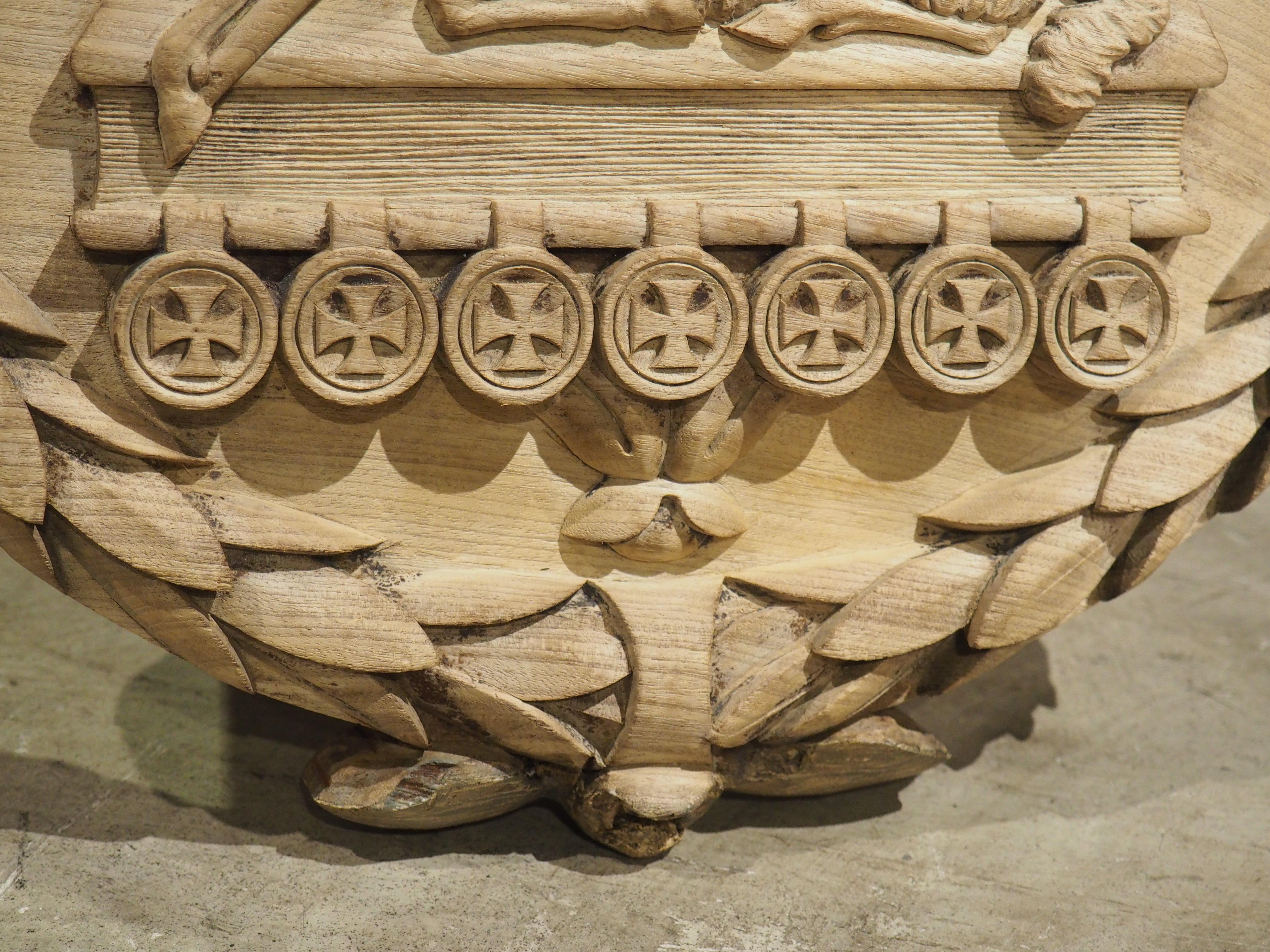Bleached Antique Oak Carved Panel, The Paschal Lamb with Laurel Wreath, 19th C. For Sale 2