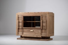 Bleached Art Deco Solid Oak Sideboard, France, 1940s