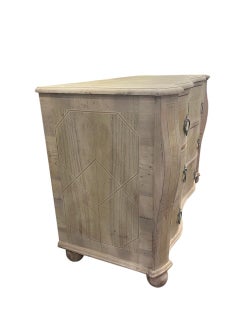 Bleached Ash Serpentine 3 Drawer Commode Chest