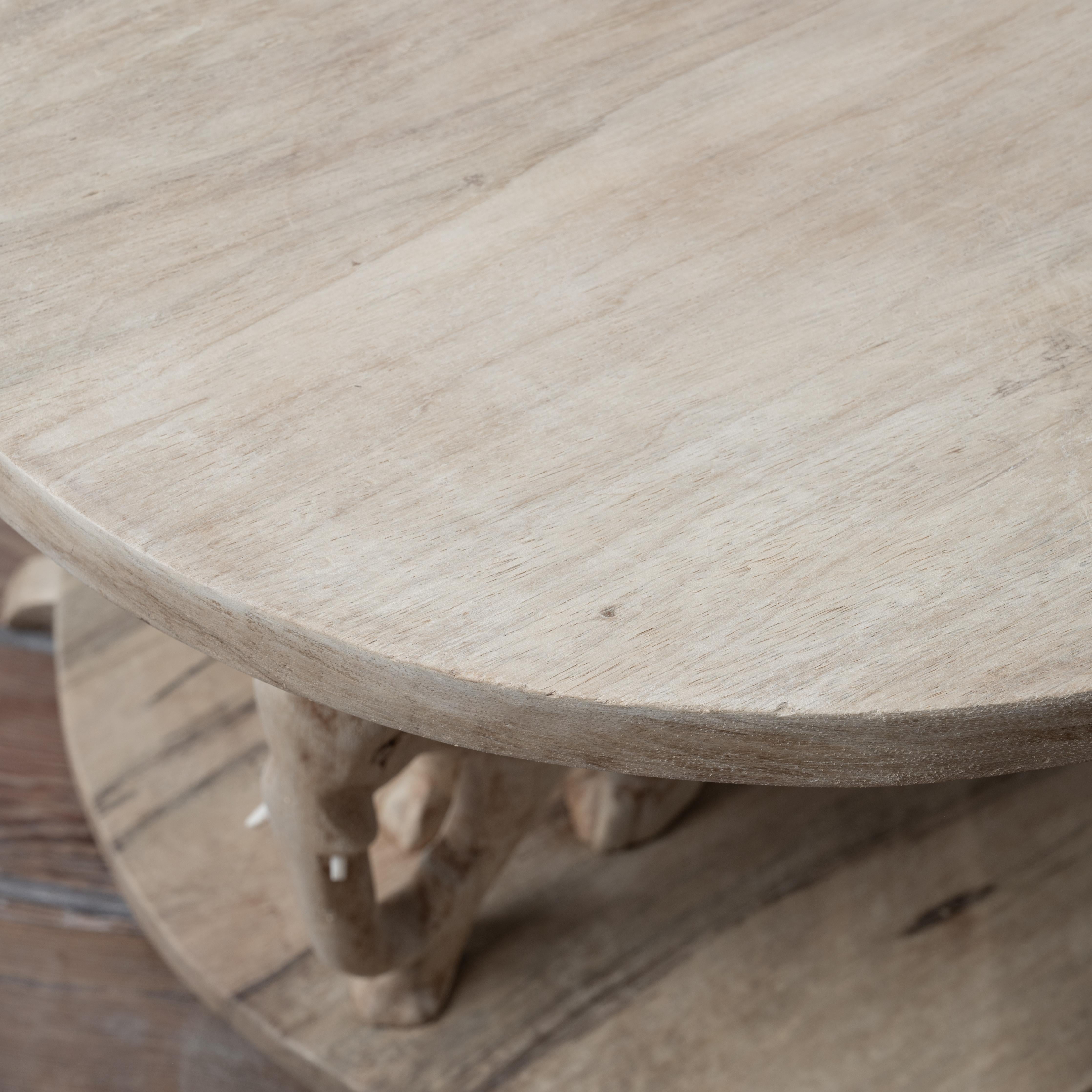Bleached Ashanti Carved Elephant Coffee Table, 1960s For Sale 5