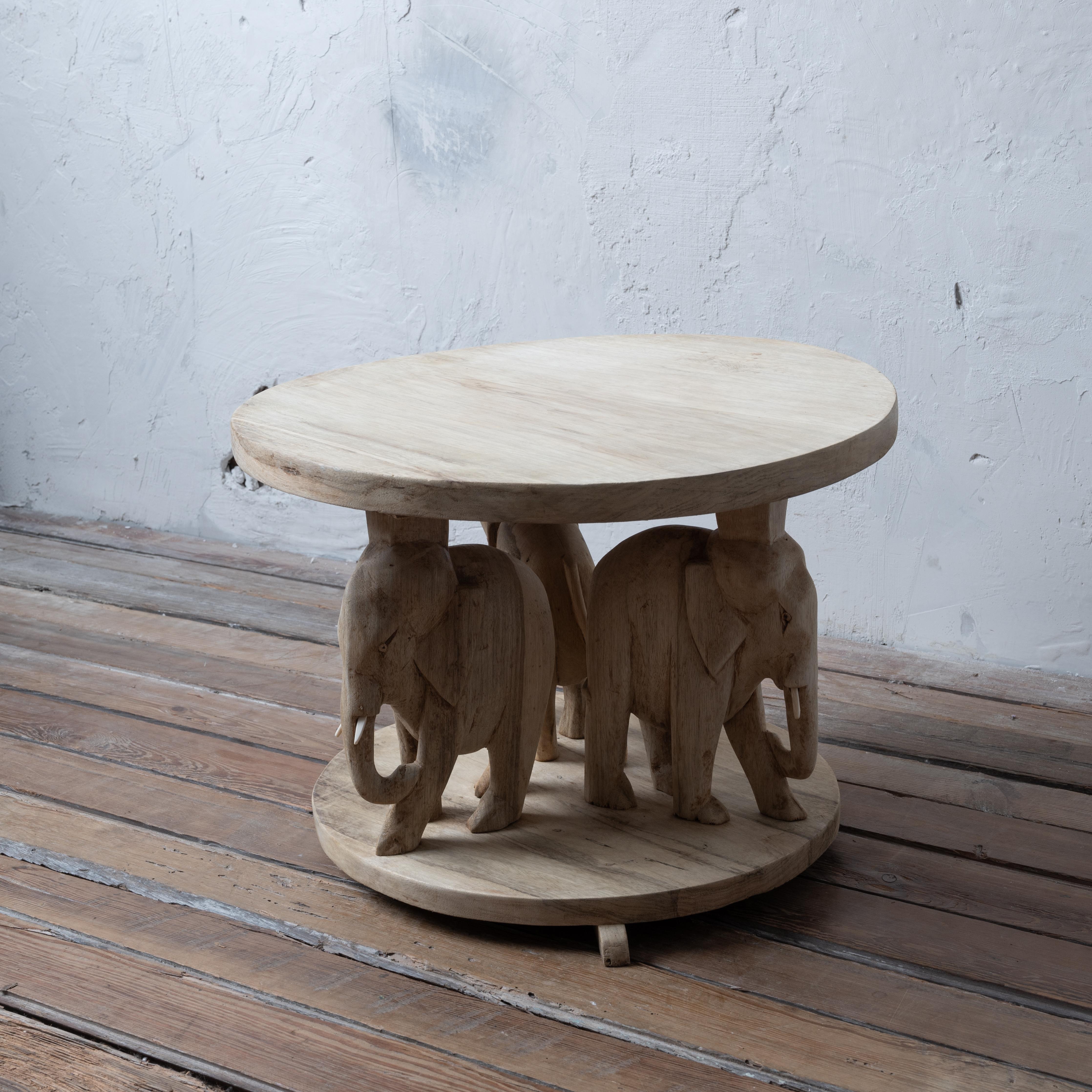 Mid-20th Century Bleached Ashanti Carved Elephant Coffee Table, 1960s For Sale