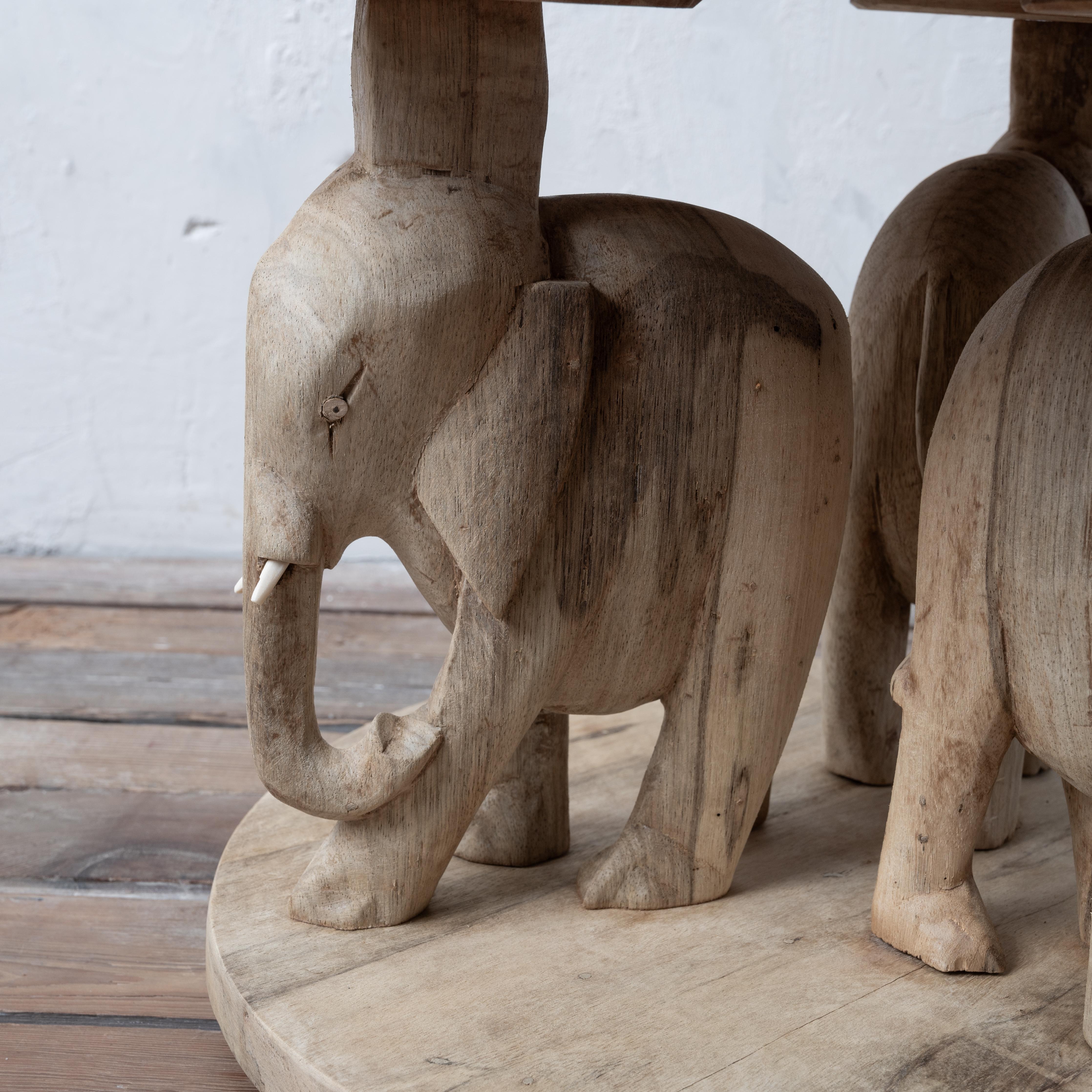 Bleached Ashanti Carved Elephant Coffee Table, 1960s For Sale 1