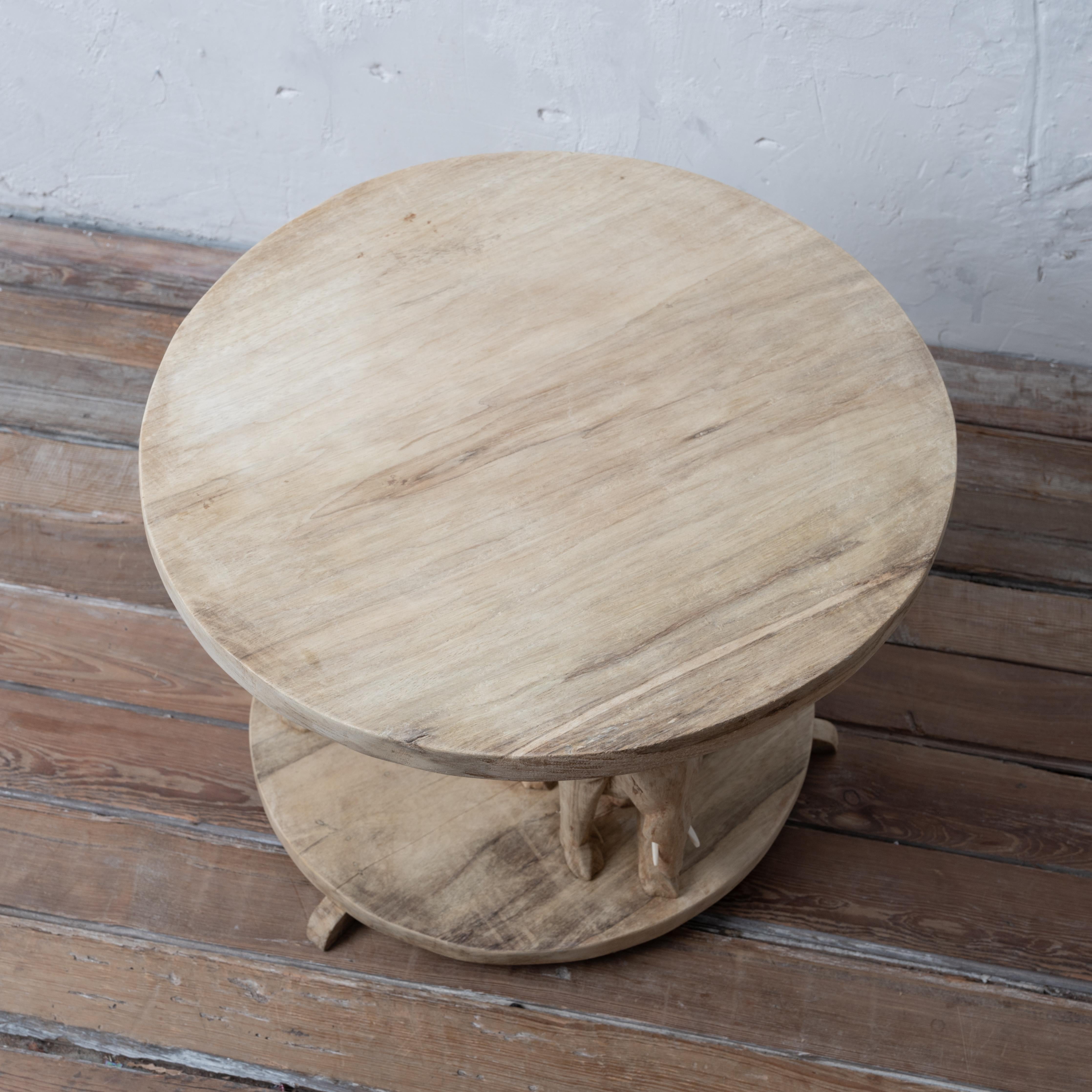 Bleached Ashanti Carved Elephant Coffee Table, 1960s For Sale 3
