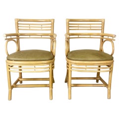 Bleached Bamboo Armchair, a Pair