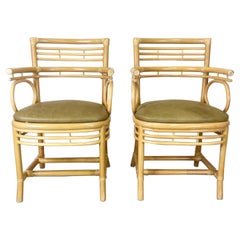 Bleached Bamboo Armchair, a Pair