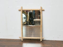 Bleached Bamboo Midcentury Mirror with Natural Finish and Coastal Style