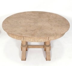 Bleached Biedermeier Oval Burlwood Desk or Console Table circa 19th Century