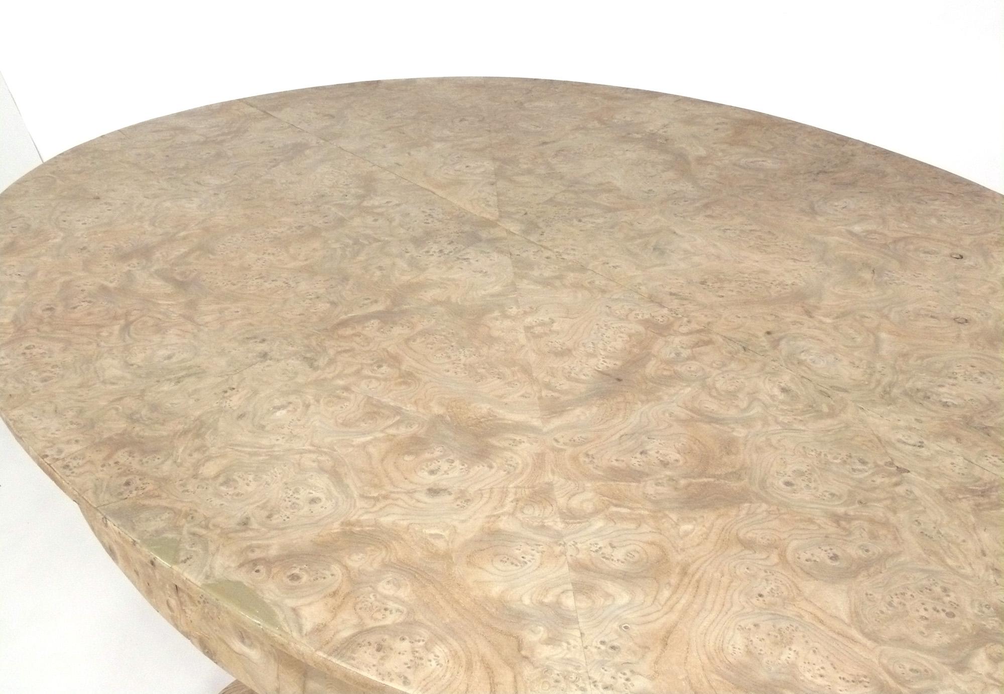 Wood Bleached Biedermeier Oval Burlwood Desk or Console Table circa 19th Century For Sale
