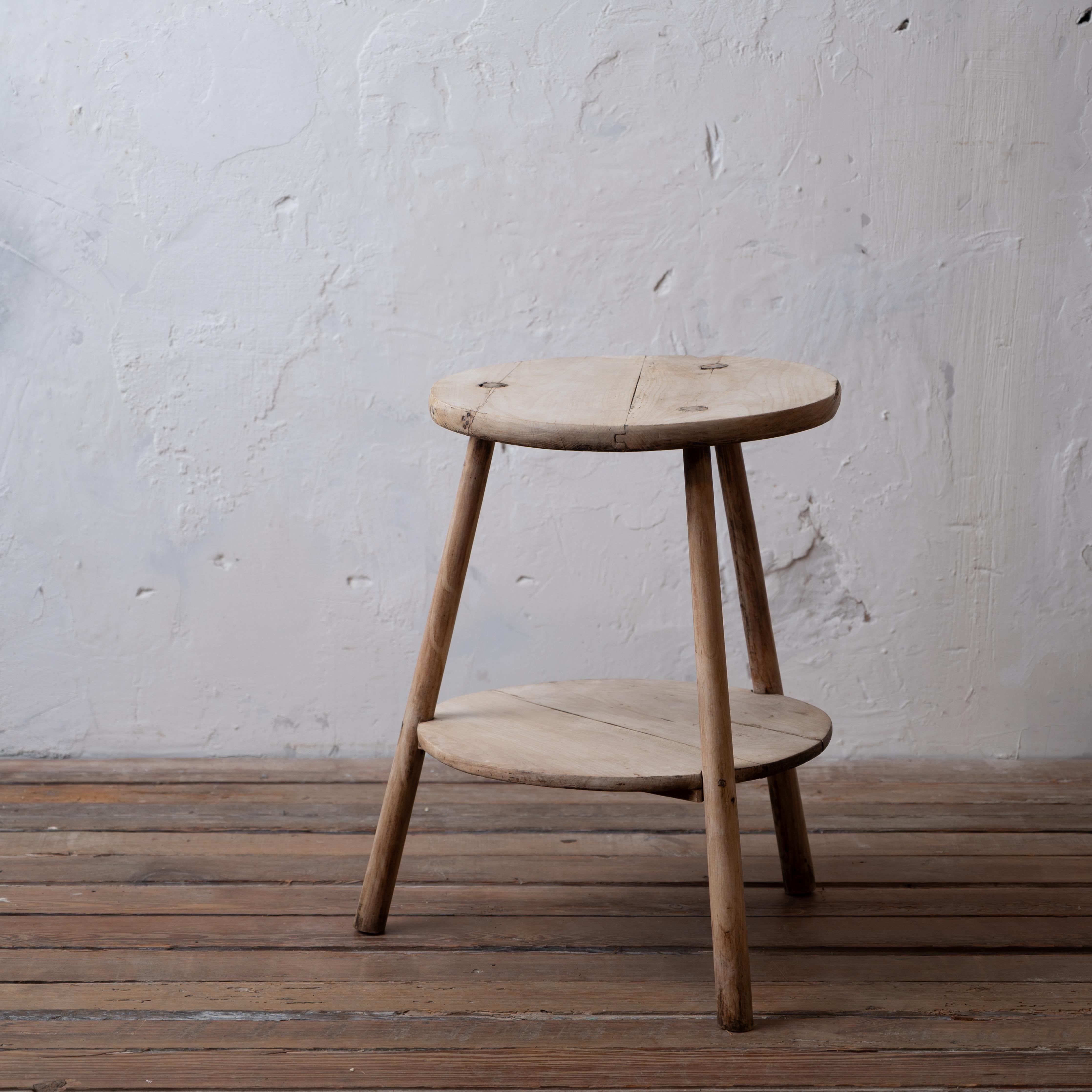 A bleached round cricket table, English, 19th Century.



16 inches wide by 22 ¼ inches tall;

lower shelf clearance 12 ¼ inches;  floor to bottom of shelf 8 ¼ inches



