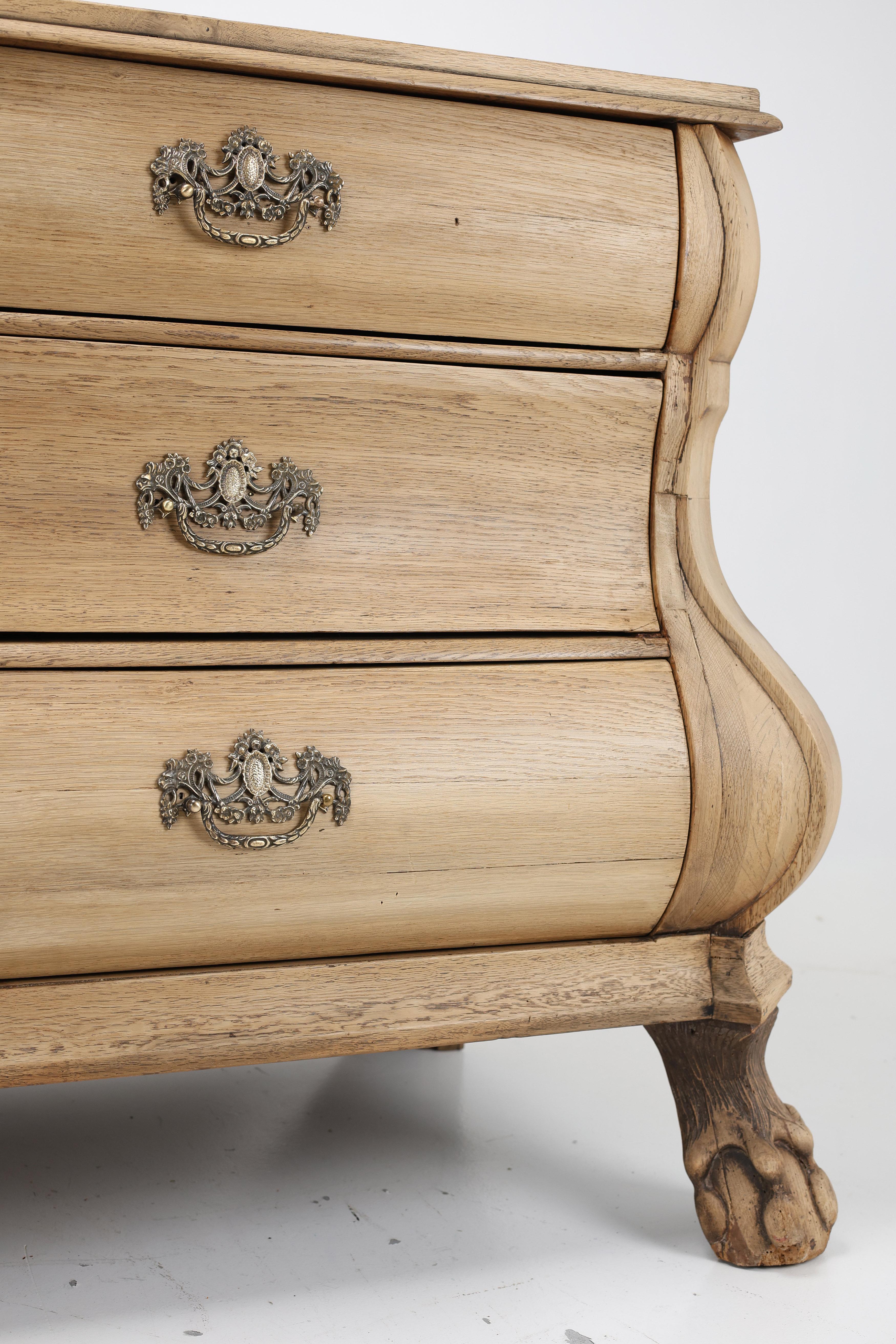 Bleached Dutch Baroque Chest of Drawers, 18th Century For Sale 9