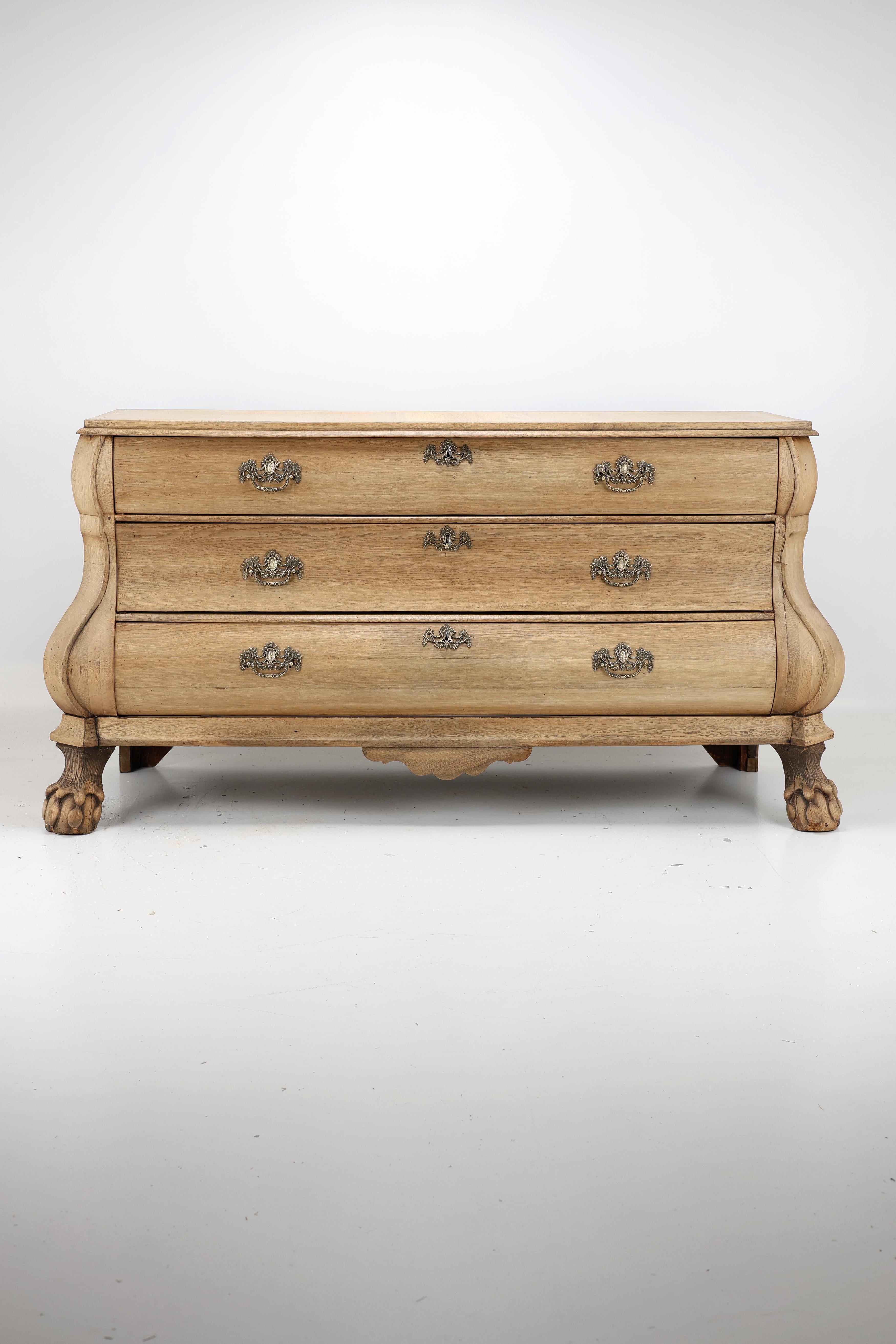Bleached Dutch Baroque Chest of Drawers, 18th Century For Sale 13