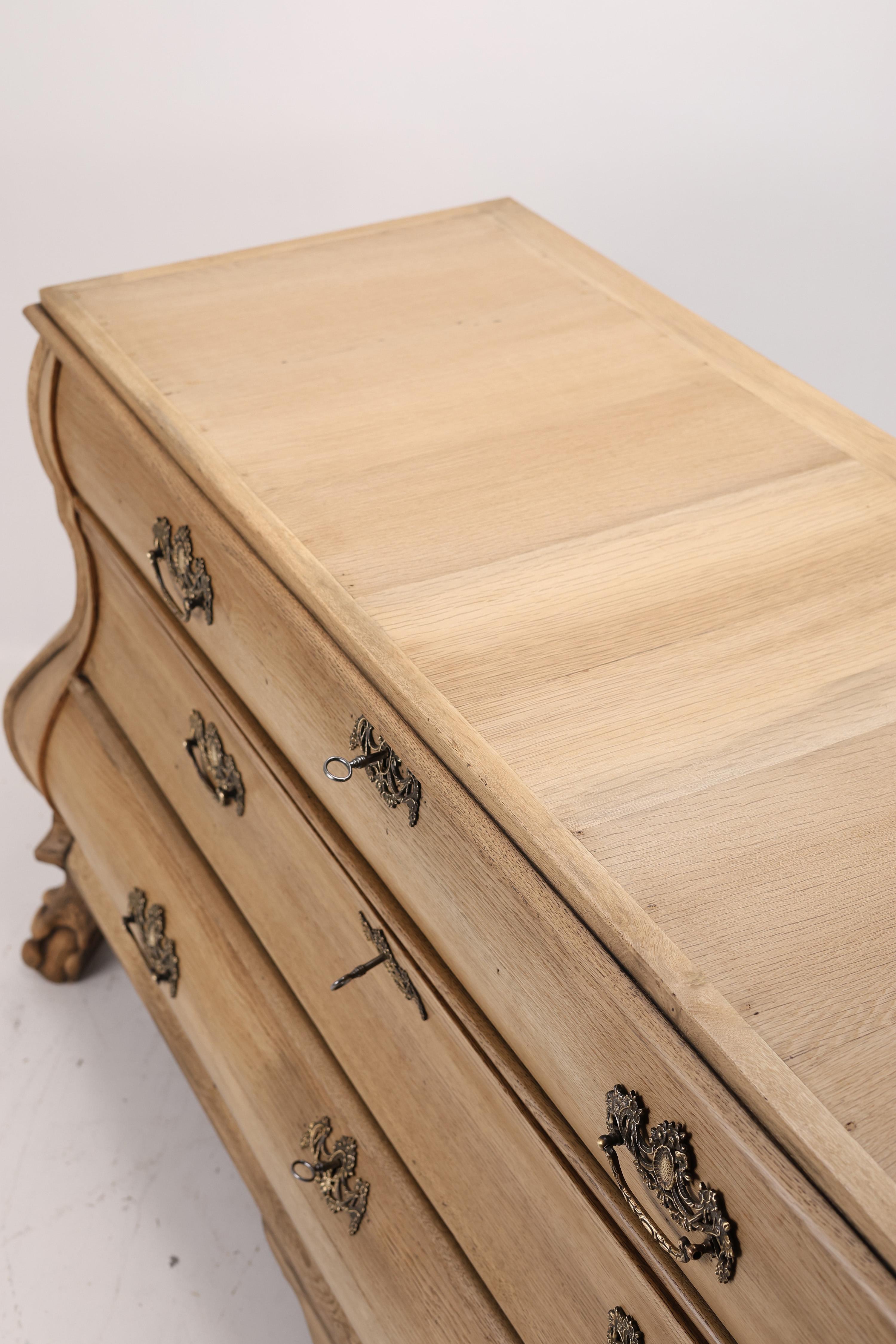 Late 18th Century Bleached Dutch Baroque Chest of Drawers, 18th Century For Sale