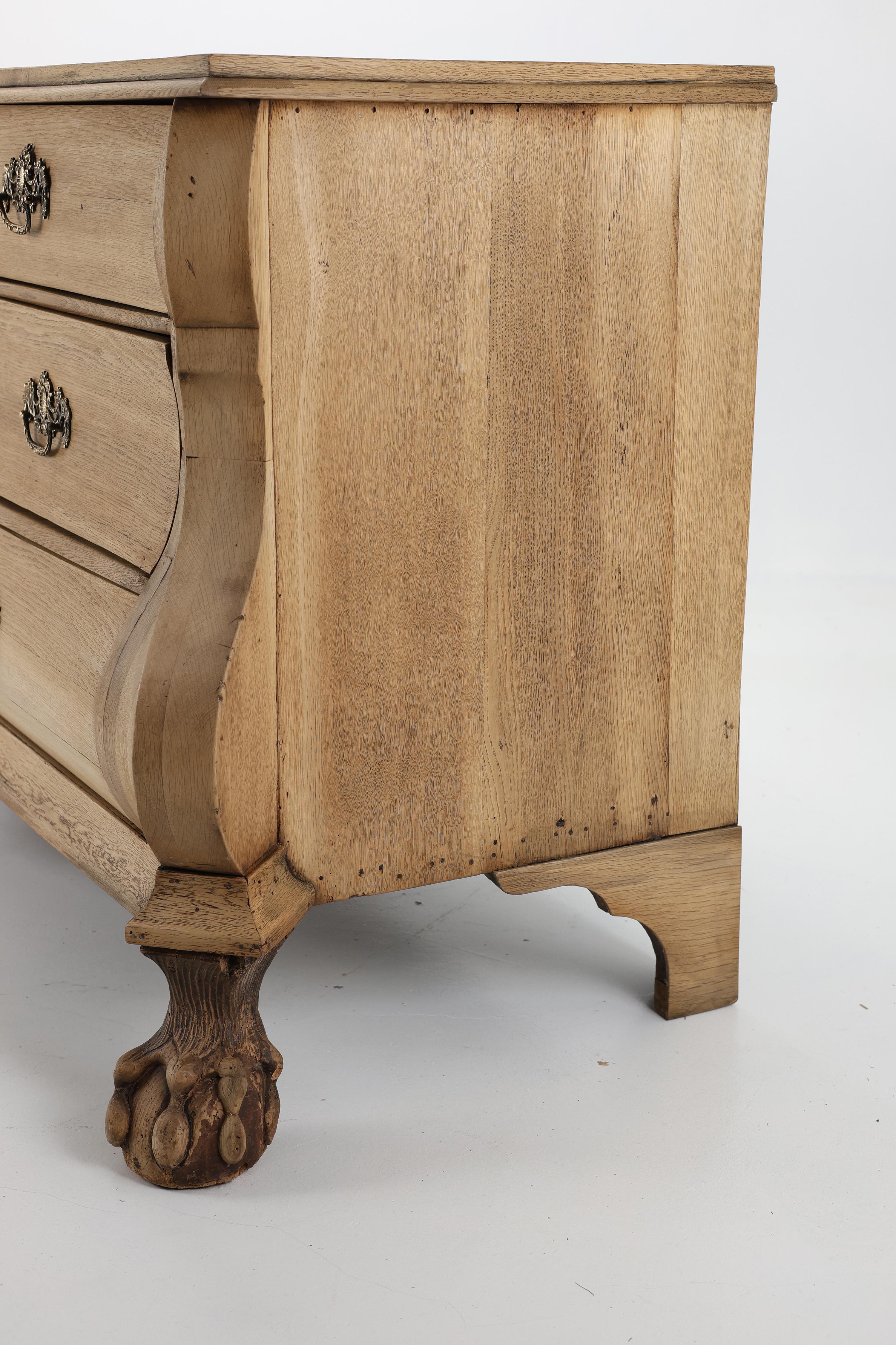 Oak Bleached Dutch Baroque Chest of Drawers, 18th Century For Sale