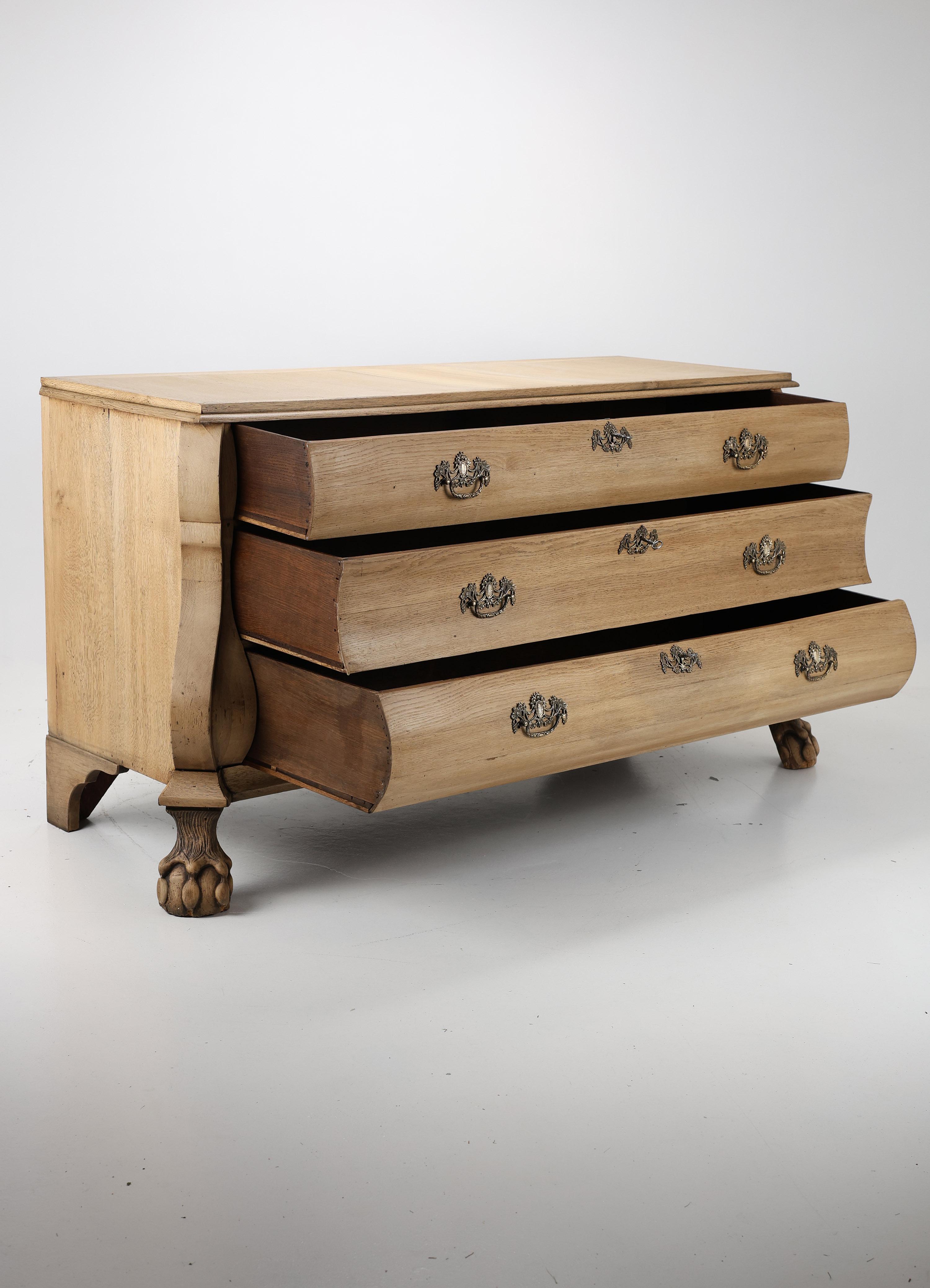 Bleached Dutch Baroque Chest of Drawers, 18th Century For Sale 3