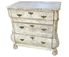 Bleached Dutch Oak Bombay Chest Of Drawers With Walnut Burl Veneer, 1820s