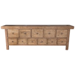 Vintage Bleached Elm Multi Drawer Server