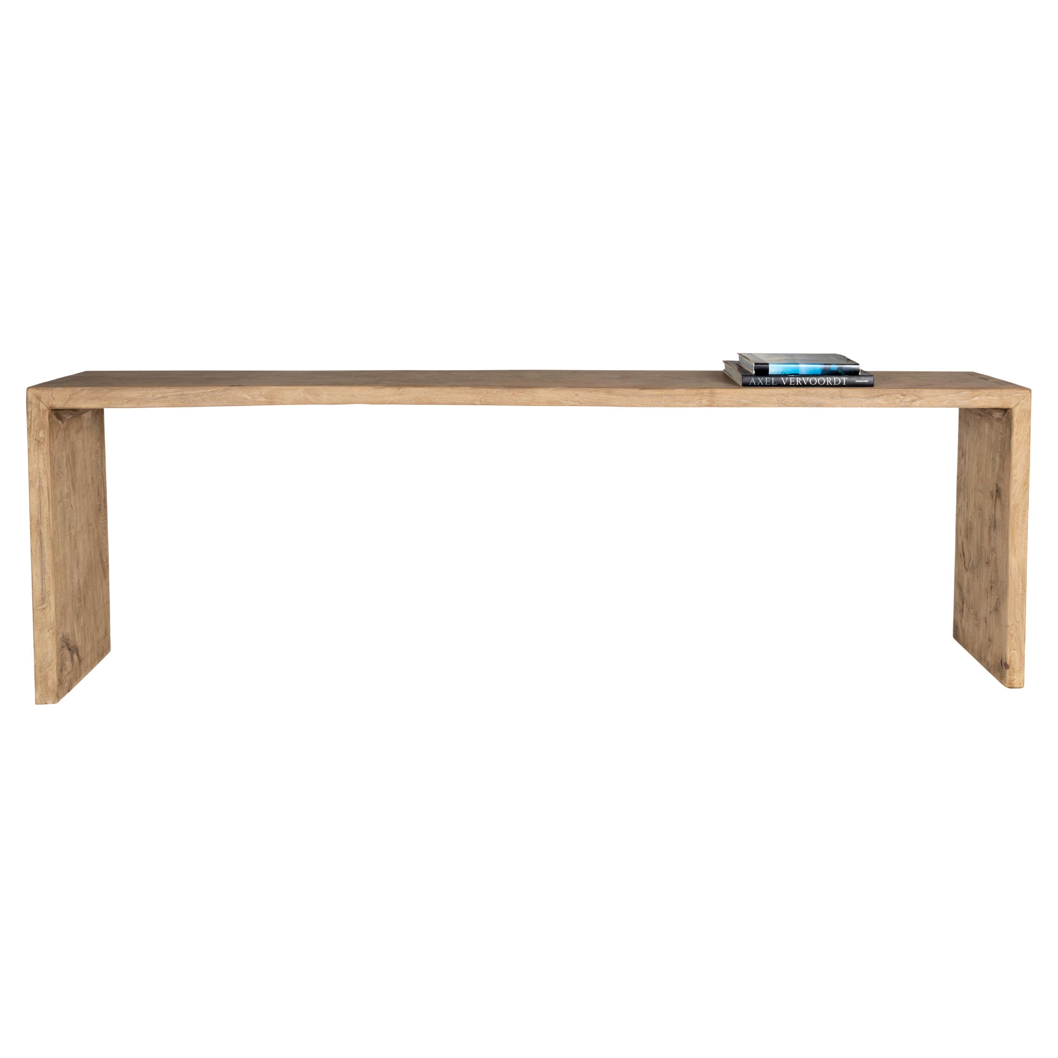 Bleached Elm Waterfall Console Table with Dovetail Corners